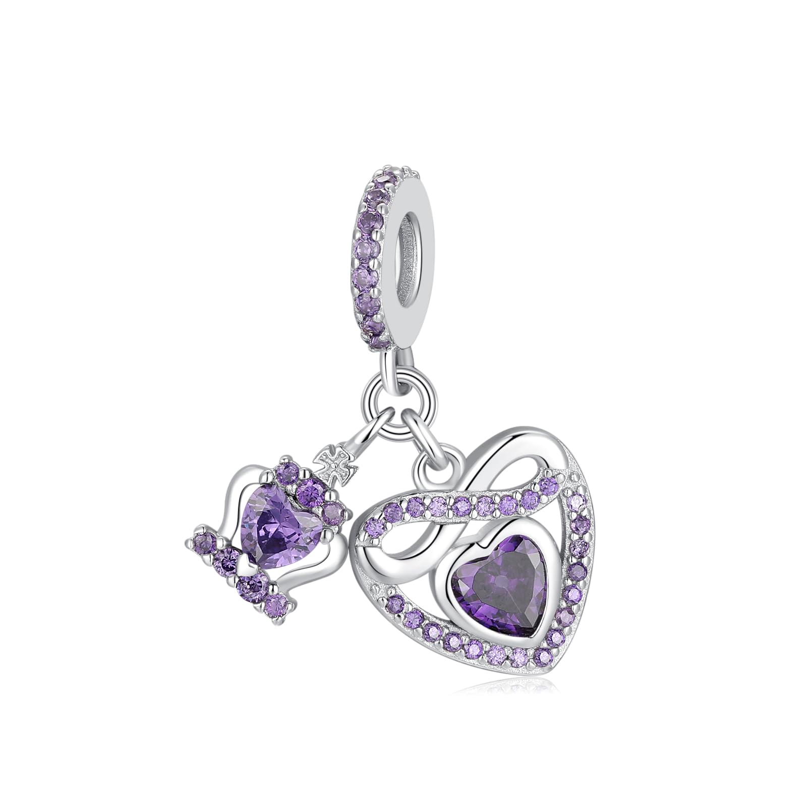 925 Sterling Silver Infinity Heart Dangle Charm - Birthstone Pandora Compatible Charm for Bracelets & Necklaces | Women's Birthday Jewelry Gift | Perfect for Anniversaries, Valentine's Day & Special Occasions