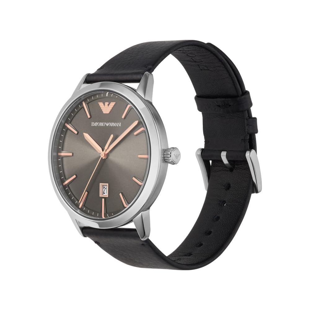 Emporio Armani Men's Stainless Steel Watch with Three-Hand Date Display - 43mm Case | Perfect for Business, Casual Wear & Special Occasions