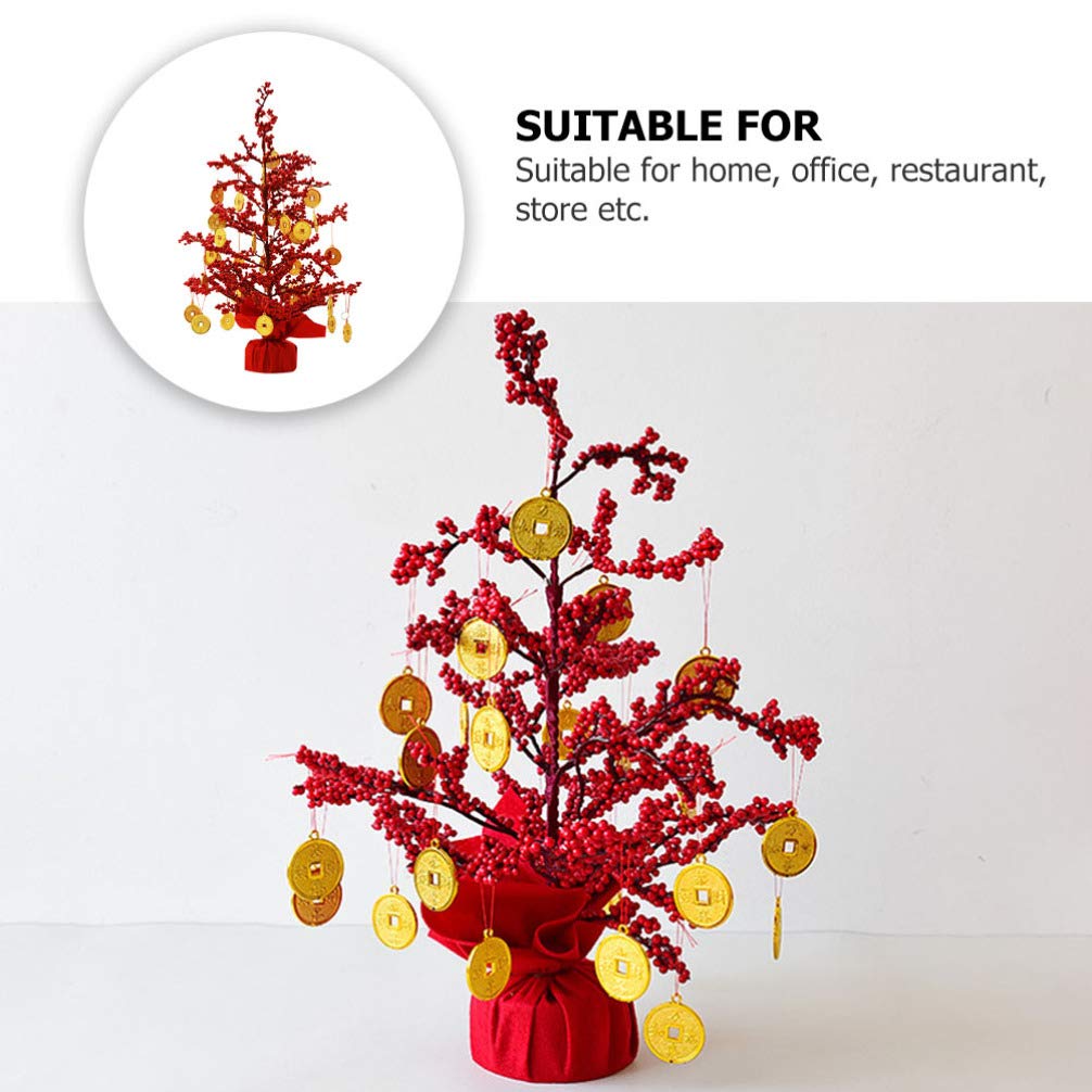 PRETYZOOM Chinese New Year Money Tree Decoration - Lucky Fortune Tree with Coins for Good Luck, Spring Festival Ornament, Plastic Home Decor for Holiday Celebrations & Office Feng Shui
