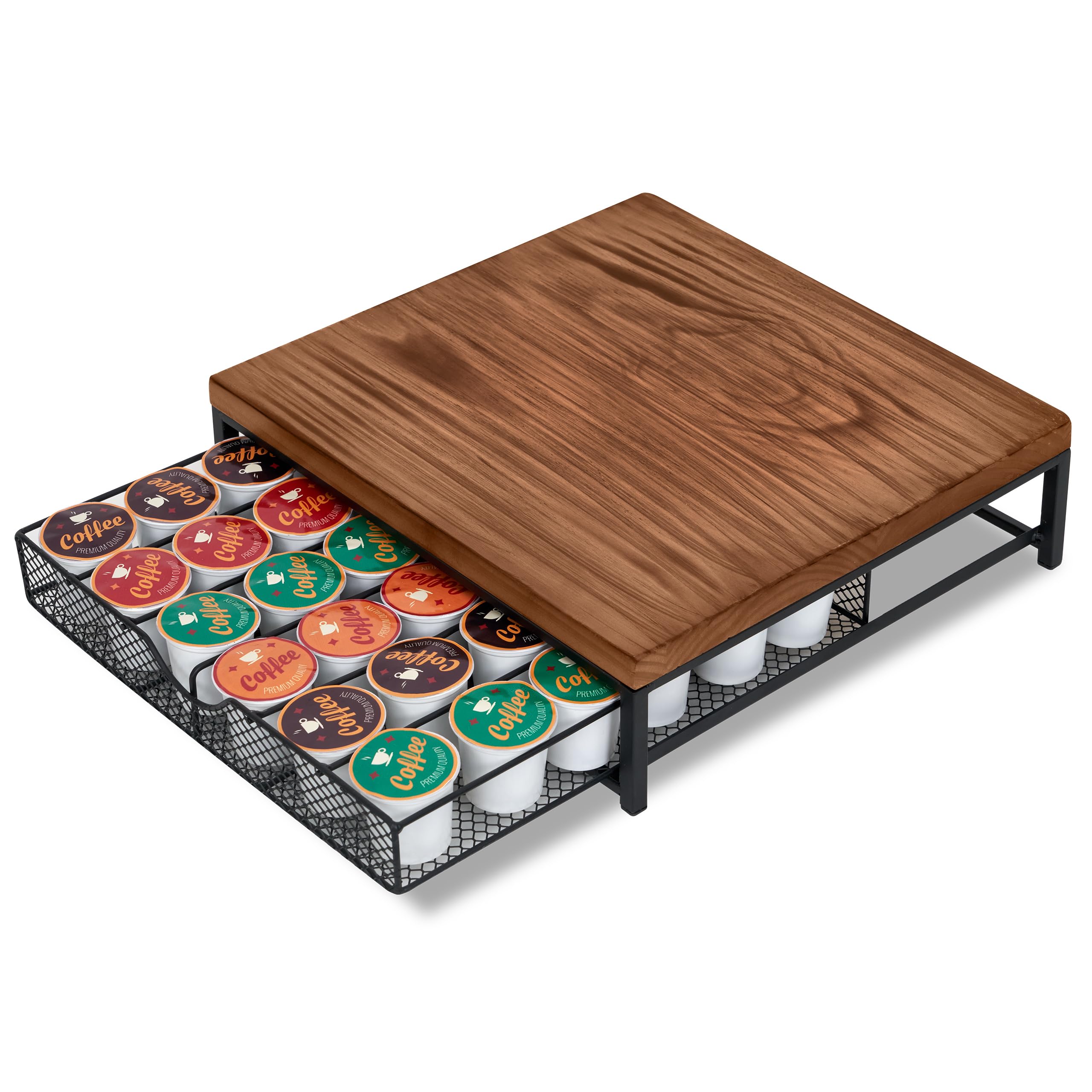 K Cup Coffee Pod Drawer Holder Organizer - 36 Capacity No Assembly Required - Perfect for Home, Office, Kitchen & Cafe Counter (Black) | Space-Saving Coffee Capsule Storage Solution