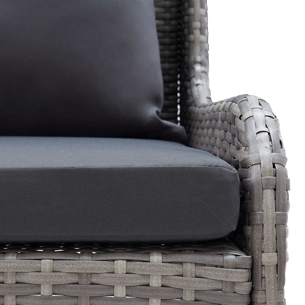 2-Piece Gray Poly Rattan Patio Corner Sofa Set - Outdoor Seating Furniture with Cushions for Backyard, Porch & Balcony - Perfect for Relaxing, Entertaining & Lounging