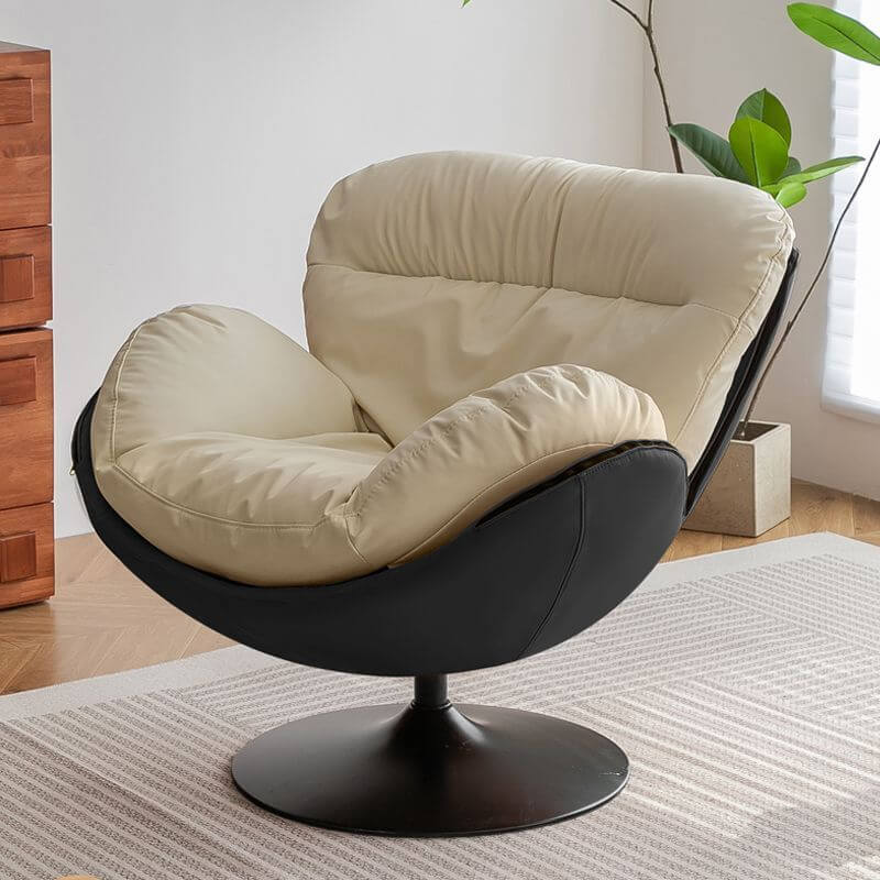 Modern Rotatable Accent Chair with Ottoman - 360° Swivel Round Base, Removable Cotton Slipcover & Cushions - Perfect for Living Room, Bedroom or Office Decor