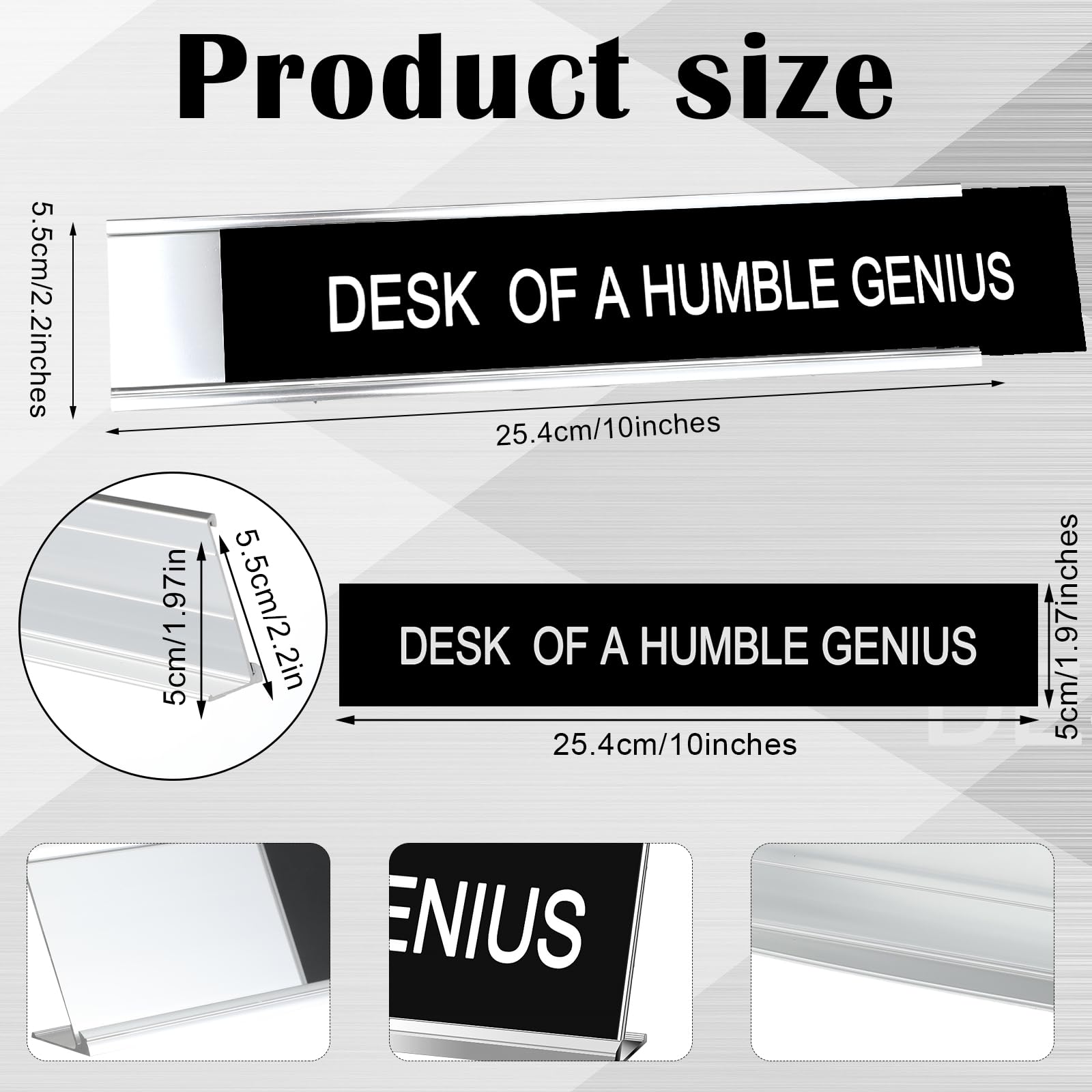 Funny Office Desk Sign - Novelty Nameplate Decor for Women & Men - Coworker Gift & Home Office Accessories - 10 x 2 Inch Humble Genius Plaque - Perfect for Work Desks, Home Offices & Gifts