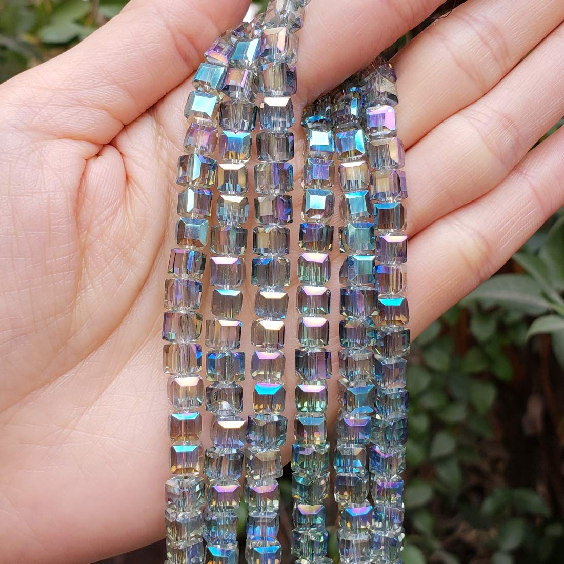 Premium Czech Glass Beads - 6mm Faceted Cube Loose Beads (190-196pcs) for DIY Jewelry Making - Peridot Green Shimmer Spacer Beads - Perfect for Necklaces, Bracelets & Craft Projects