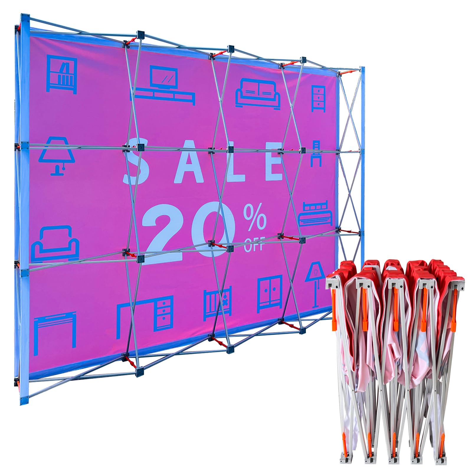 10ft Tension Fabric Pop Up Display Booth - Portable Trade Show Backdrop Frame for Exhibitions, Events & Retail Stores