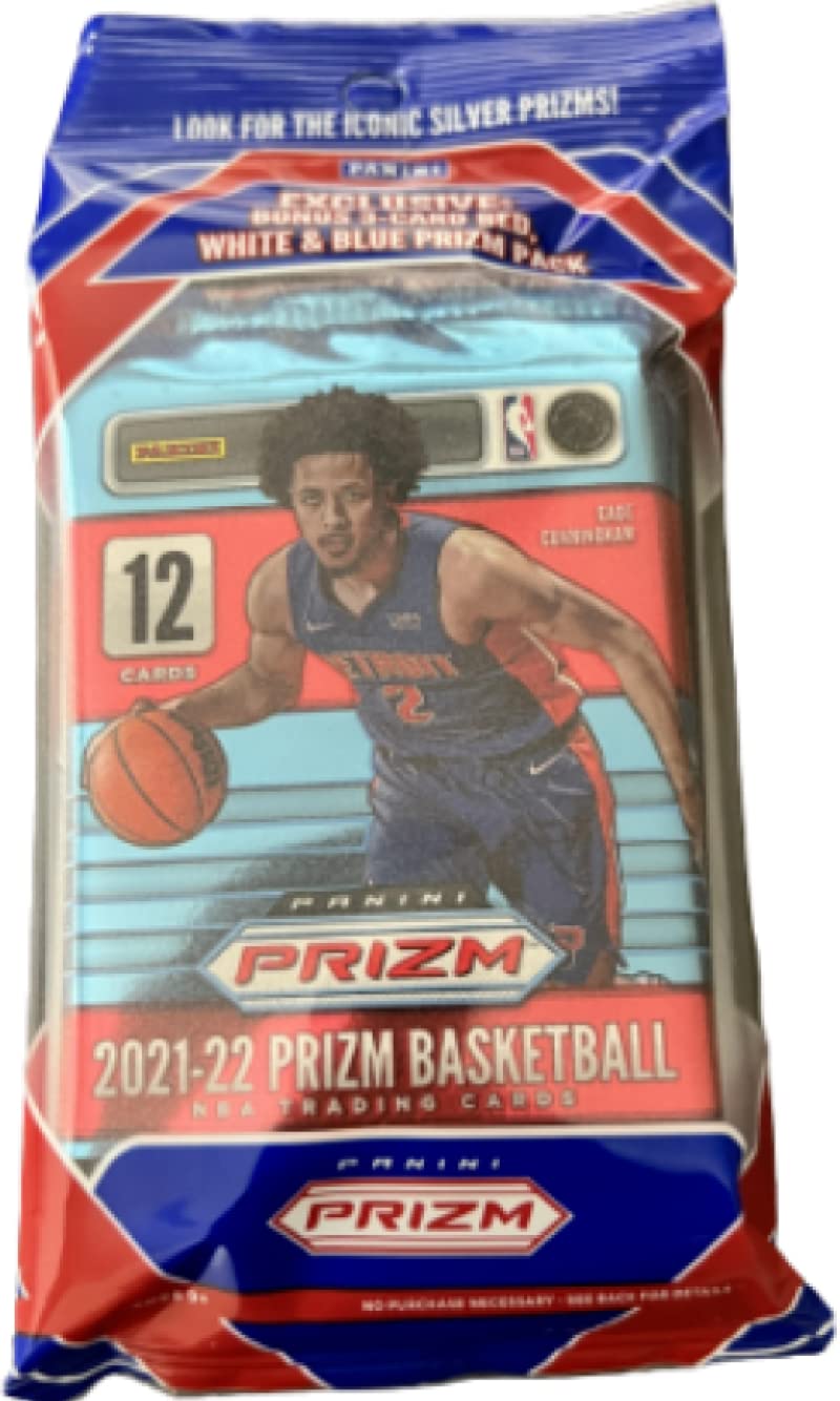 2021-22 Panini Prizm Basketball Fat Pack Cello Box - 12 Packs (15 Cards Each) with 3 Rookie/Wave/Base Prizms - NBA Trading Cards for Collectors & Fantasy Sports Fans