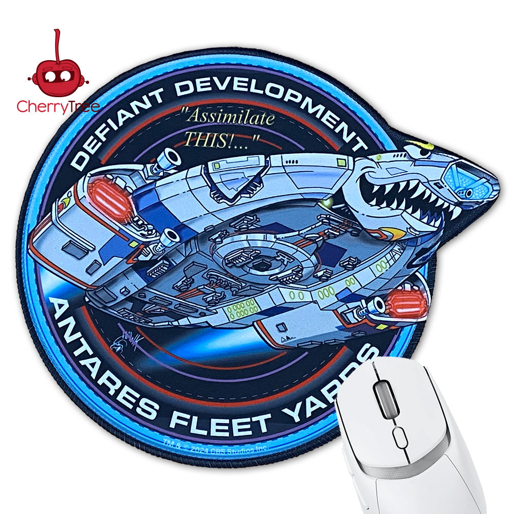 Star Trek DS9 Defiant Badge Round Gaming Mouse Pad - Perfect for Sci-Fi Fans, Office & Home Computer Setup