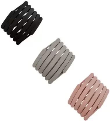 DENICRAAS Matte Foldable Headbands for Women & Girls | Non-Slip Retractable Teeth Hair Band, Portable & Compact, 3-Pack Multicolor | Perfect for Workouts, Yoga, Sports & Everyday Styling