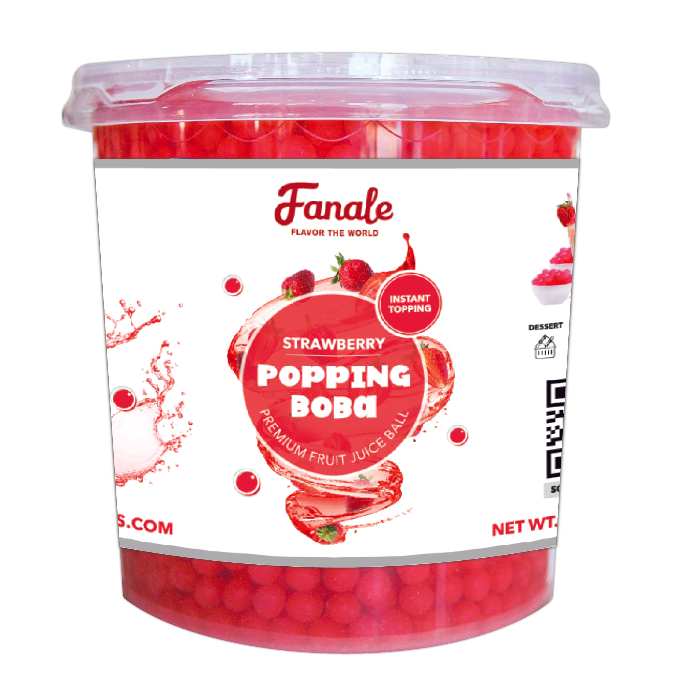 Premium Popping Boba Bubble Tea Topping - 4 Tubs/Case (Strawberry, Mango, Lychee, Blueberry) - Perfect for Bubble Tea, Desserts, Yogurt & Smoothie Toppings