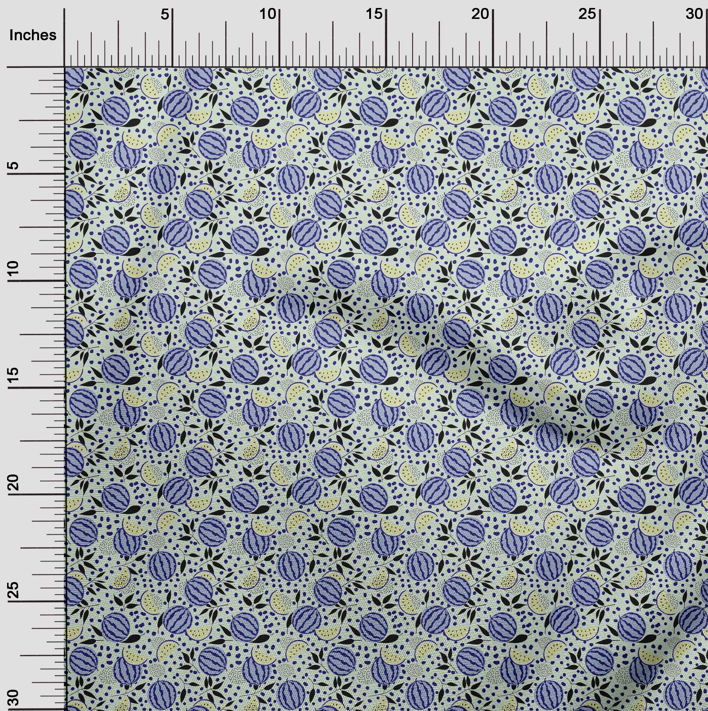 oneOone Georgette Viscose Mint Green Watermelon Print Fabric - 42 Inch Wide for DIY Clothing, Dresses, Scarves & Home Decor Sewing Projects | Premium Sewing Supplies by The Yard
