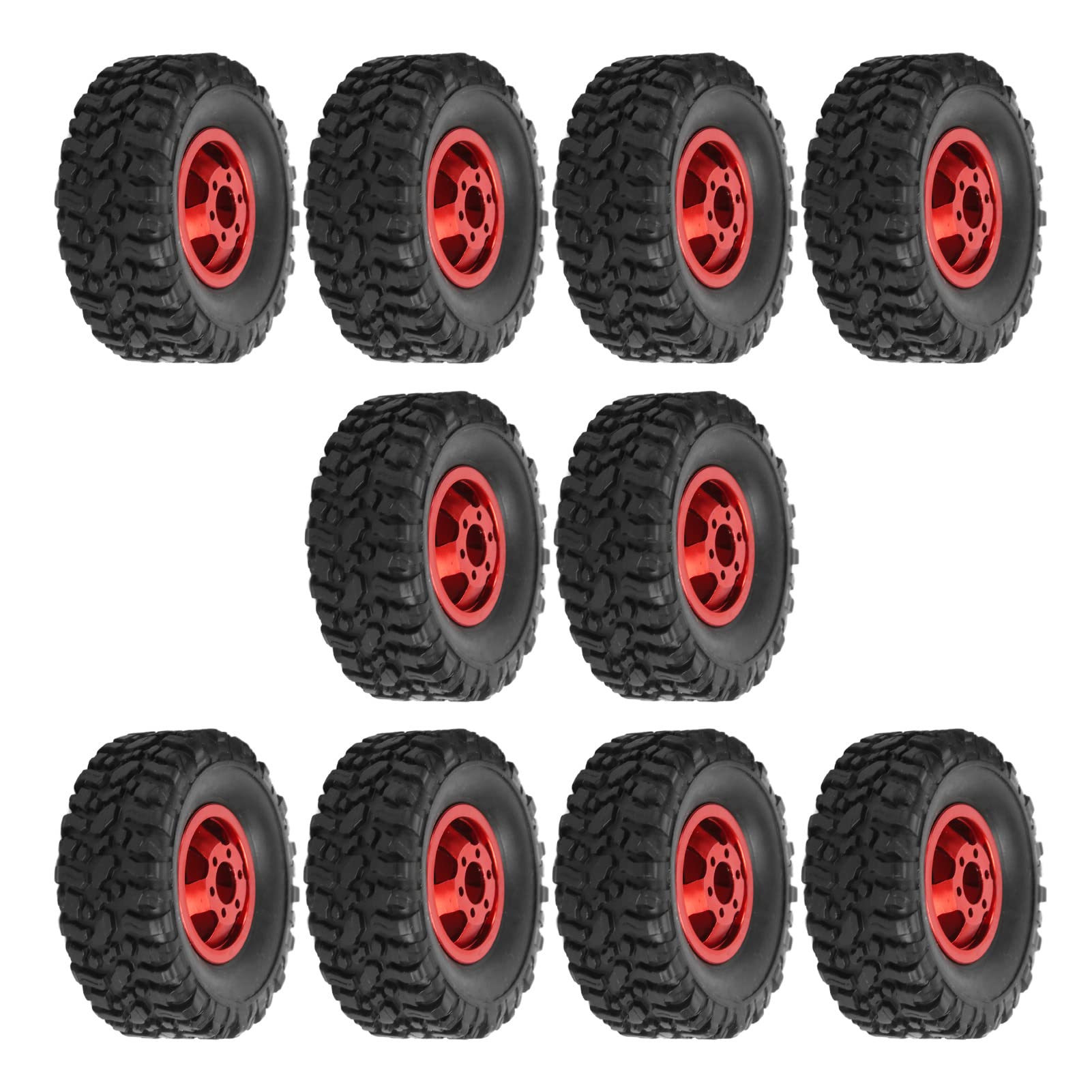 Eulbevoli 1/16 Scale RC Wheels and Tires - Durable Abrasion Resistant Replacement with Strong Grip & Cushioning for WPL B24 B36 RC Cars (Red) - Perfect for Off-Road Racing, Crawling and All-Terrain RC Adventures