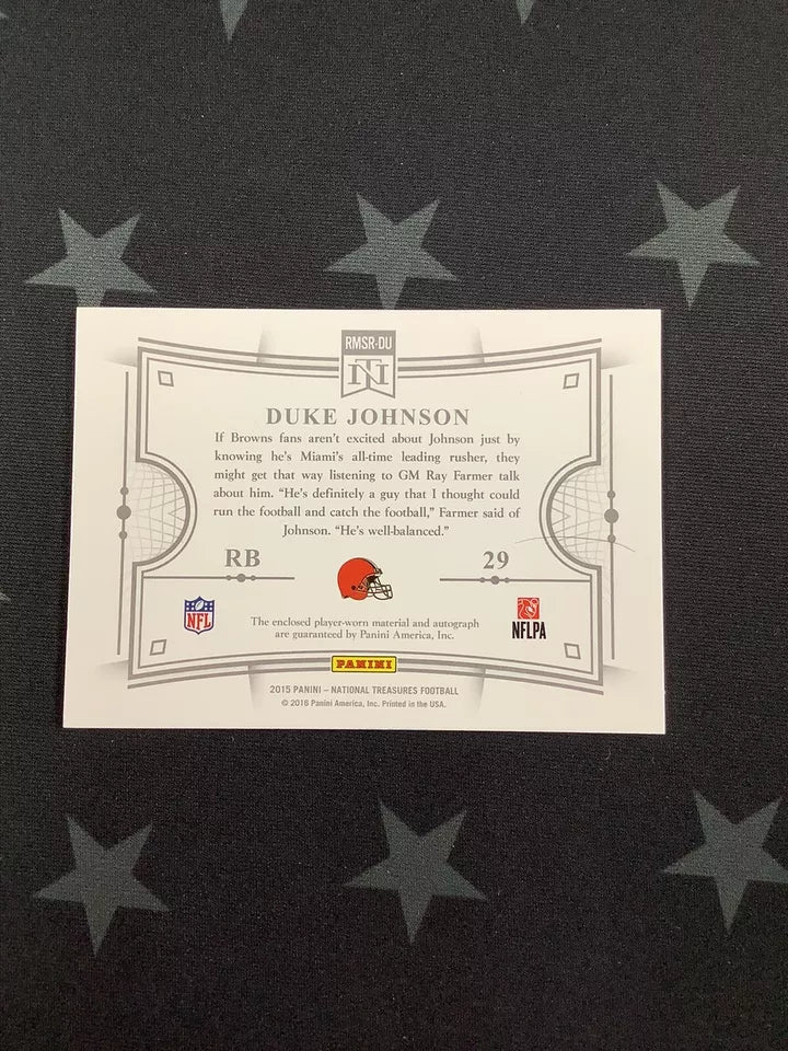 2015 Duke Johnson National Treasures RPA #70/99 Cleveland Browns Football Card - Rare Autographed Memorabilia for Collectors & Sports Fans - Perfect for Display, Trading, and Investment