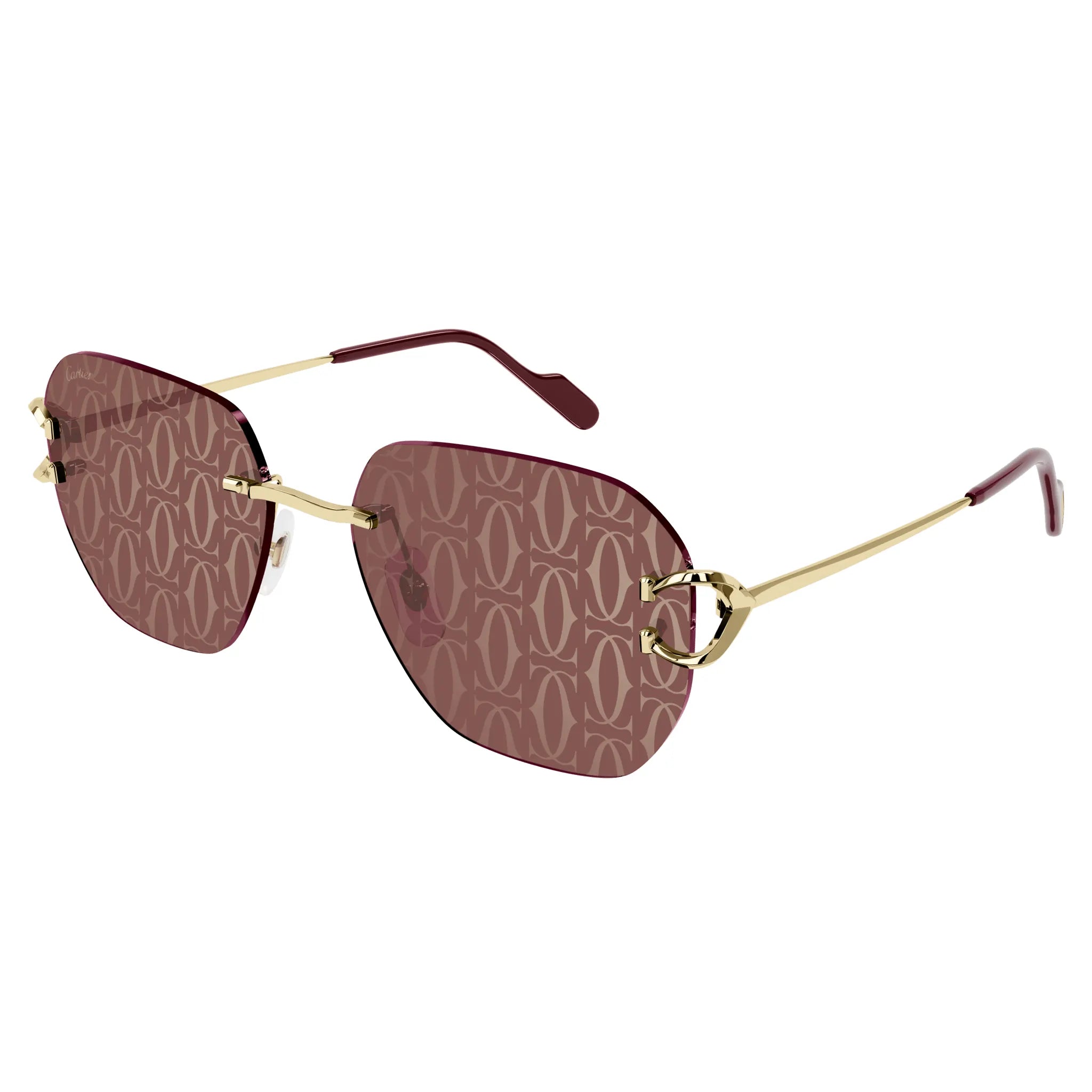 Cartier CT0394S 003 Gold Red Aviator Sunglasses for Women - Luxury Polarized UV Protection - Perfect for Beach, Driving & Fashion Accessories