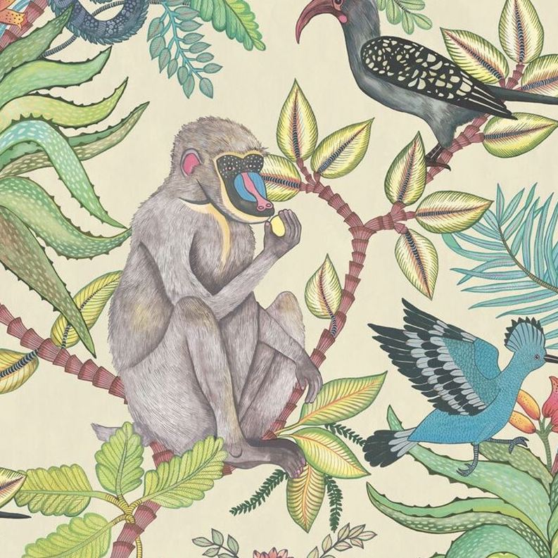 Cole and Son Savuti Cream Multi Wallpaper - Premium Designer Wallpaper for Living Room, Bedroom, and Dining Room Decor