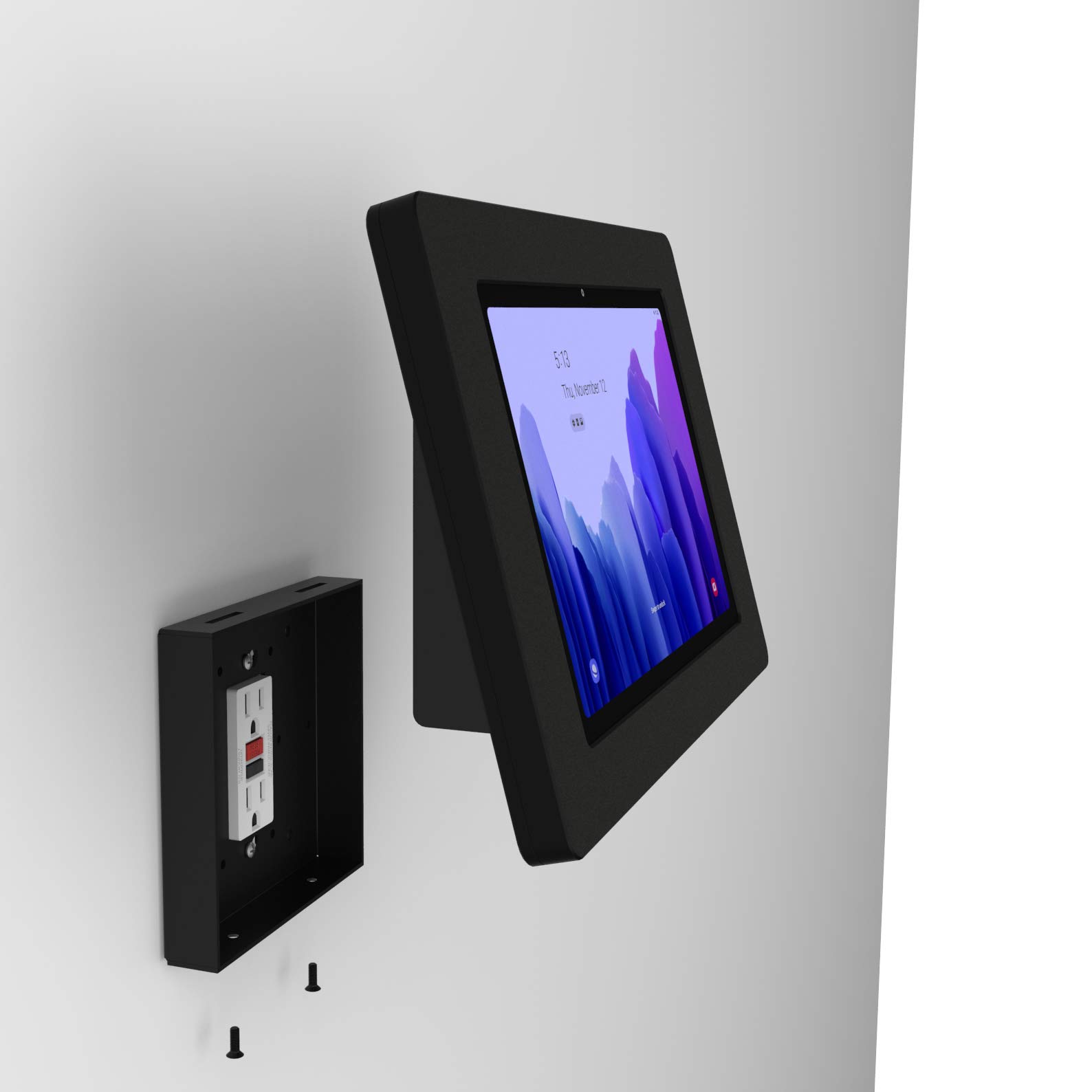 VidaMount Black Wall Mount Bundle for Samsung Galaxy Tab A7 10.4 - 15° Fixed Tilt Enclosure | Perfect for Home, Office & Kitchen Tablet Mounting