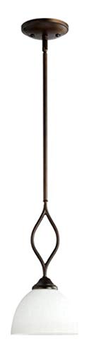 Oiled Bronze Mini Pendant Light with Satin Opal Glass Shade - Perfect for Kitchen Island, Dining Room, or Entryway Lighting