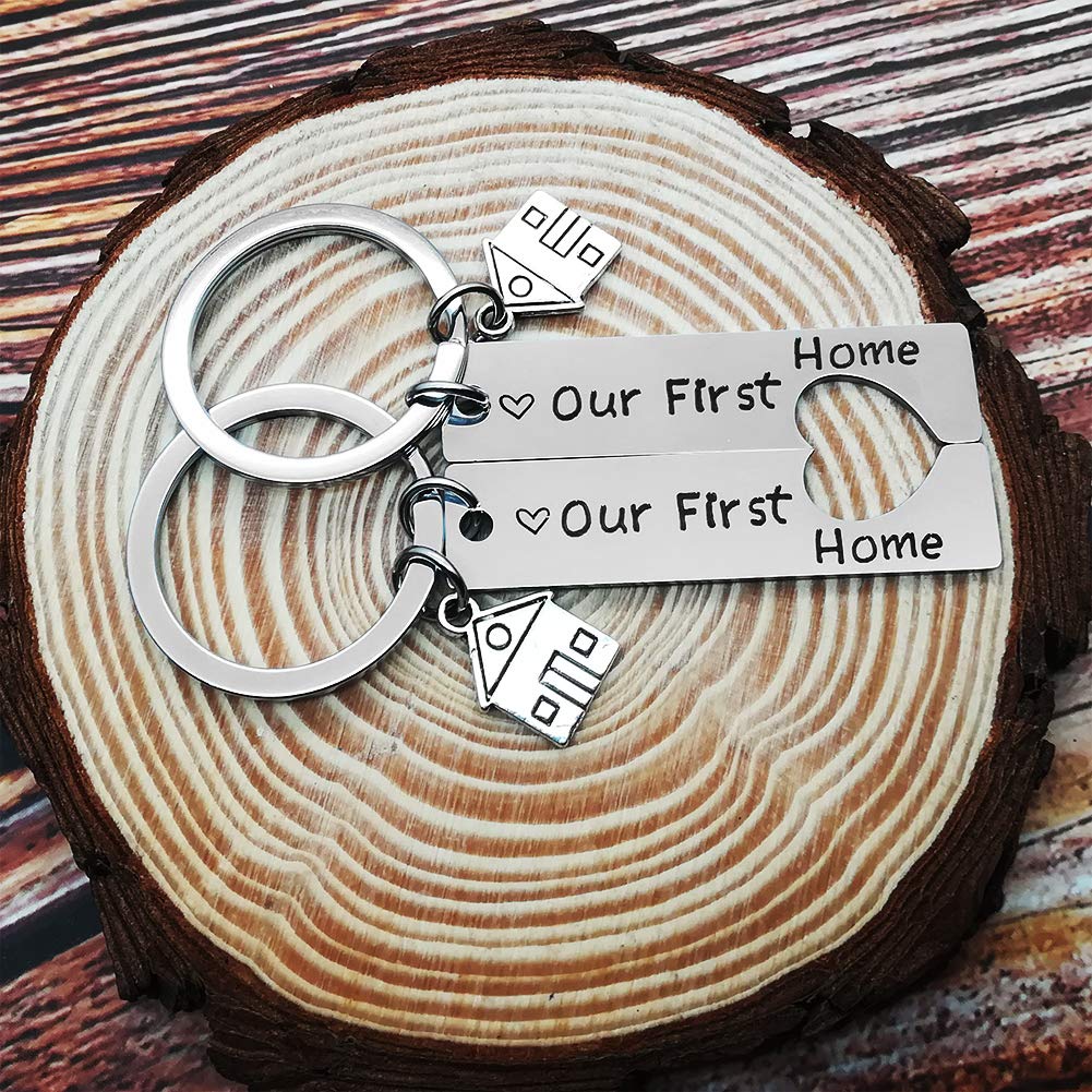 Vadaka Our First Home Keychains - 2 Pack Housewarming Gift for New Homeowners, Realtor Closing Gifts, Moving in Present - Perfect for House Keys, New Home Celebrations & Real Estate Agent Gifts