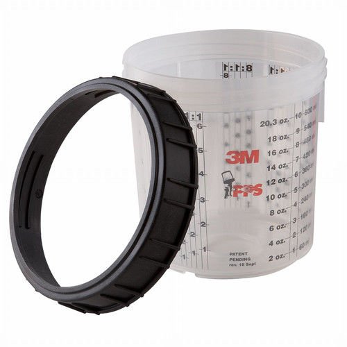 3M Paint Preparation System - 22 oz. Mixing Cups with Collar (2-Pack) 16001 for Professional Paint Mixing | Perfect for Automotive, DIY & Home Improvement Projects