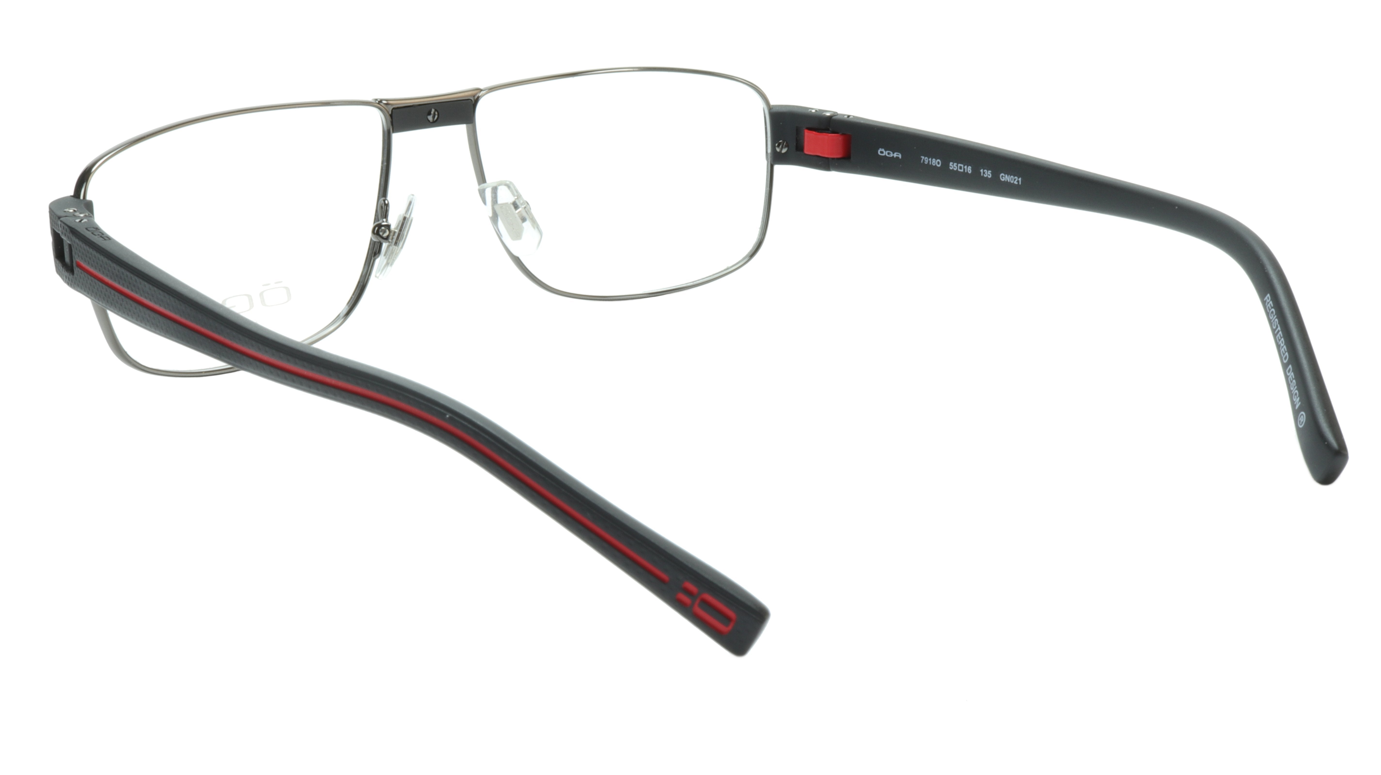 OGA Morel Eyeglasses Frame 7918O GN021 - Stylish Metal & Acetate Combination in Classic Red - Size 55-16-135 - Made in France - Perfect for Everyday Wear, Office & Fashion Outfits