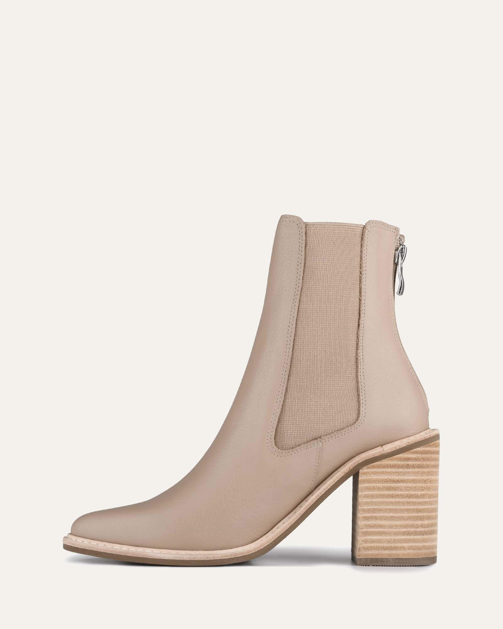 Luxury High Ankle Boots for Women - Genuine Taupe Leather - Comfortable & Stylish for Fall, Winter, and Casual Outfits