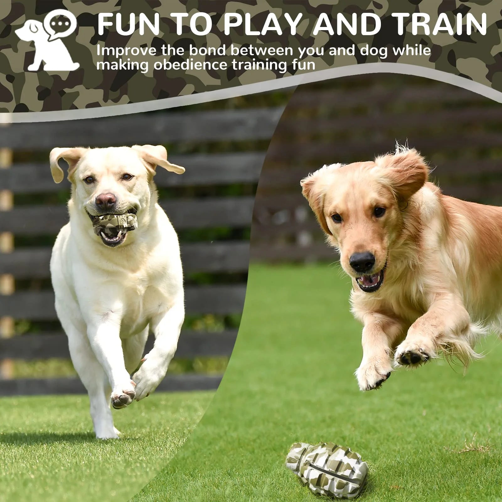 Indestructible Chew Toy for Large & Medium Dogs - Camouflage Color - Durable Dog Chew Bone for Aggressive Chewers - Perfect for Playtime, Training & Anxiety Relief