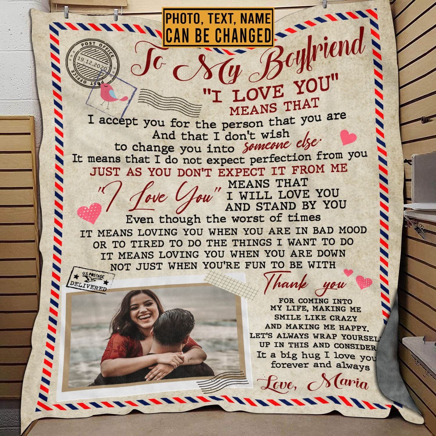 Custom Photo Fleece Blanket - Personalized Valentine's Gift for Couples, Anniversary, I Love You Present - 60x80 Inch Soft Mink & Woven Blanket - Perfect for Cuddling, Home Decor, and Romantic Surprises