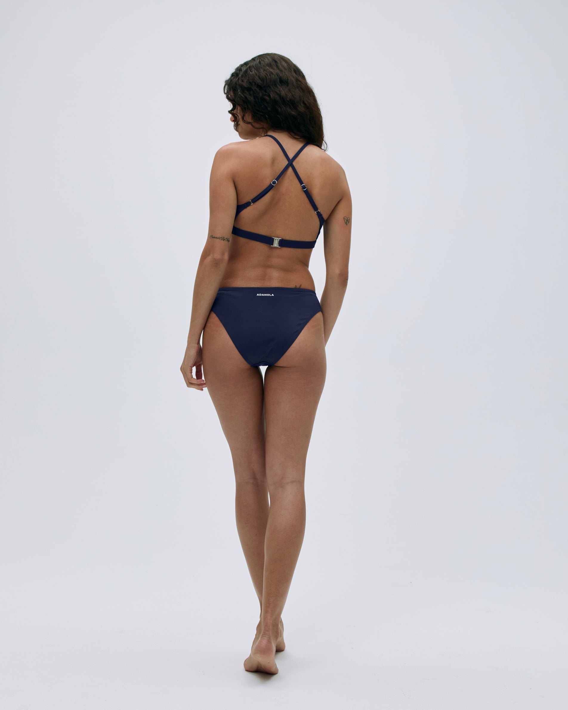 Women's Cross Back Bikini Top - Navy Blue Swimwear for Beach, Pool & Summer Vacation | Adjustable Straps & Comfortable Fit