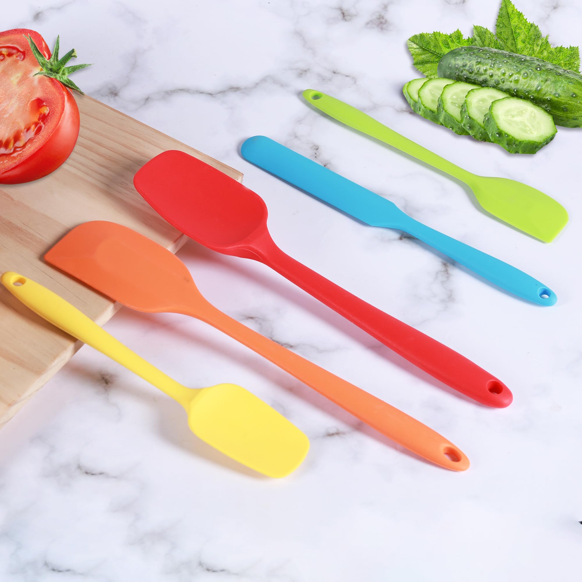5-Piece Silicone Spatula Set - Heat Resistant & Non-Stick Baking Spatulas, Food Grade Kitchen Utensils for Mixing, Cooking, Baking - Perfect for Cake Decorating, Cookie Dough, Pancake Flipping & More