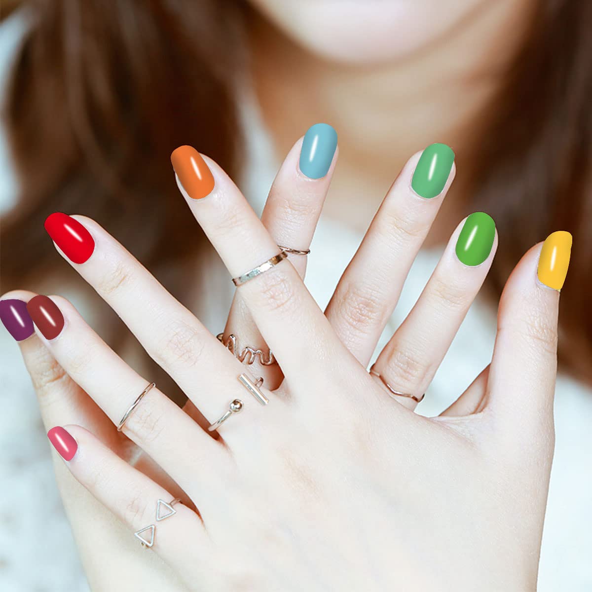 JERCLITY 16 Sheets Solid Color Nail Wraps - Macaron Colored Self-Adhesive Nail Polish Strips with Nail File | DIY Nail Art Decals for Women, Girls & Kids | Perfect for Parties, Weddings & Everyday Wear