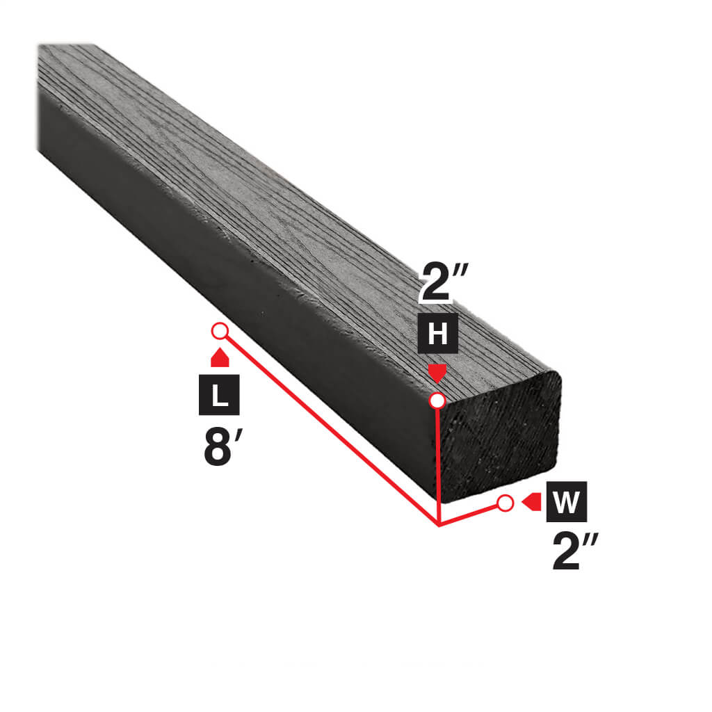 2x2x8 ft Plastic Lumber Boards - Durable Recycled HDPE Plastic Wood Alternative for Outdoor Decking, Fencing & Landscaping Projects - Weather Resistant & Low Maintenance