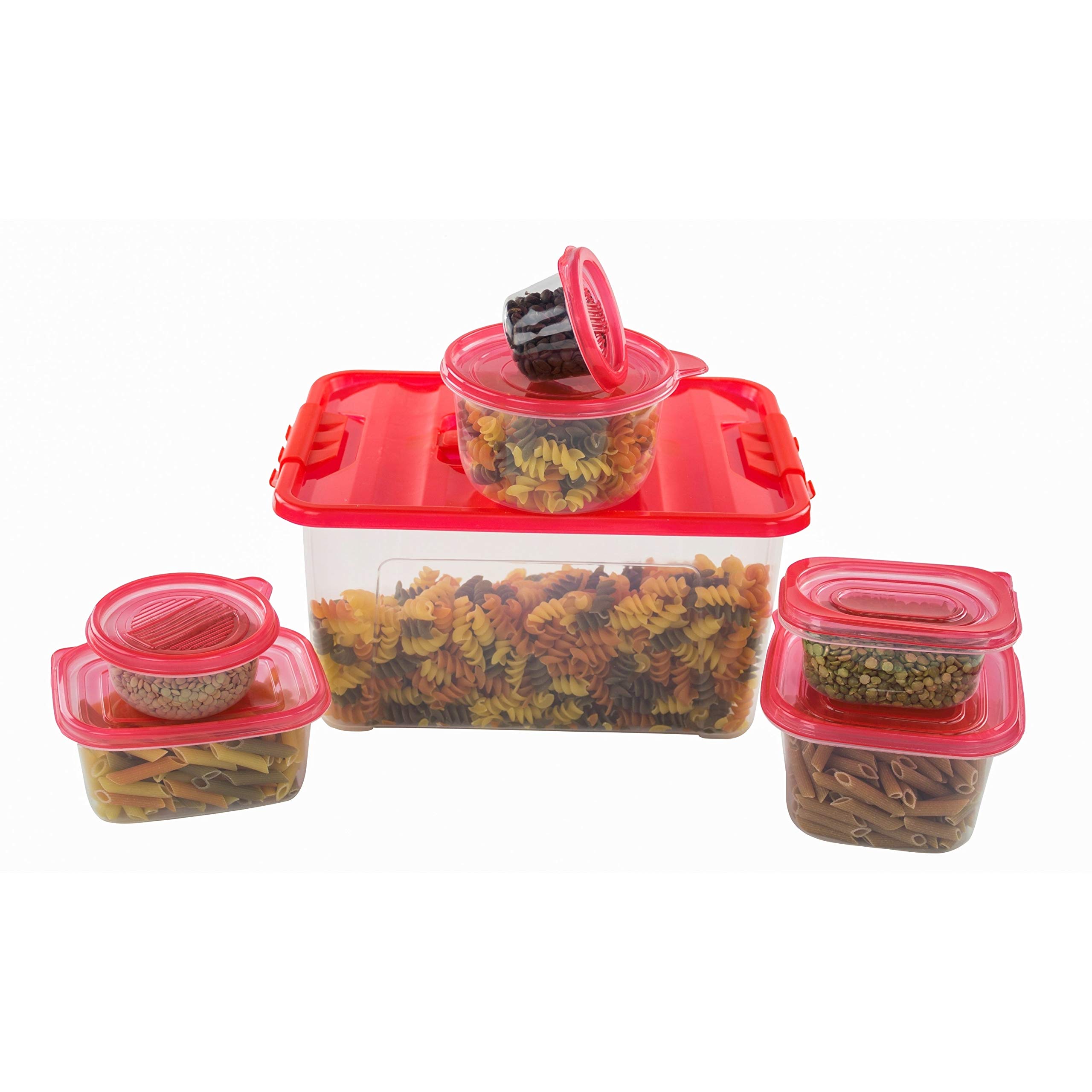 54-Piece Plastic Food Storage Container Set with Airtight Lids - BPA-Free Meal Prep Containers for Kitchen, Lunch Box & Leftovers (Red, 27 Containers + Lids) - Perfect for Meal Prepping, Office Lunch & Food Organization