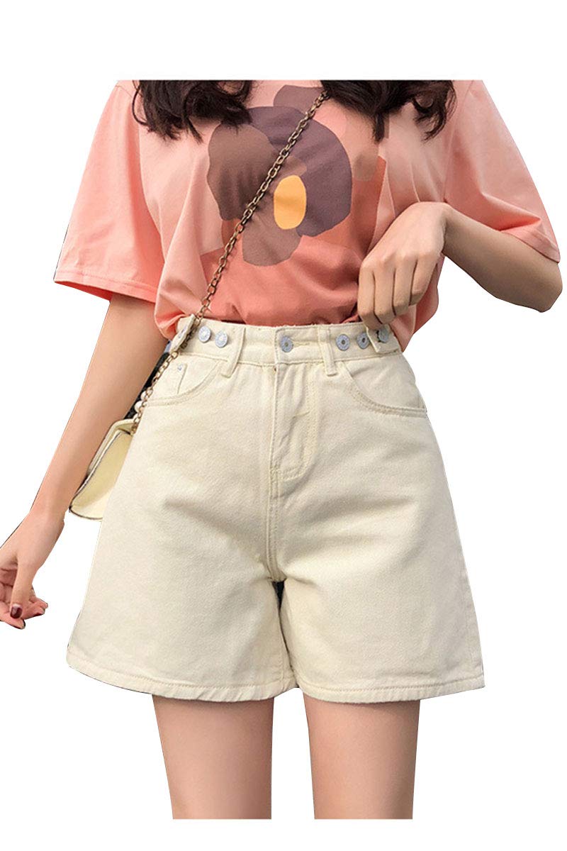 Vintage High Waisted A-Line Denim Shorts for Women - Loose Fit, Rolled Hem Casual Style | Perfect for Summer Outfits, Beach Trips & Retro Fashion Looks