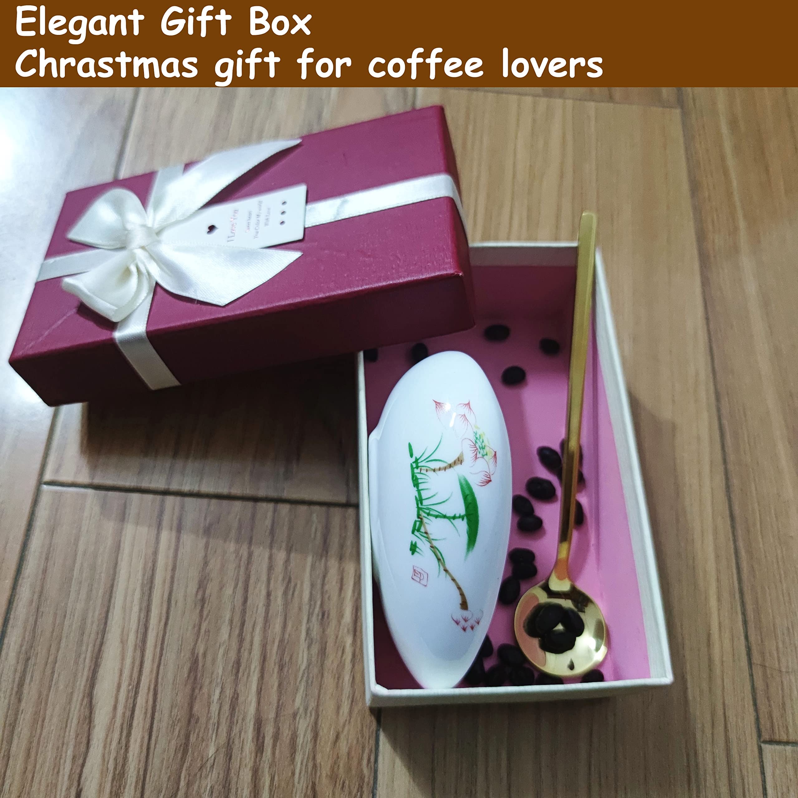 Premium Coffee Spoon Rest & Golden Spoon Set - Elegant Christmas Gifts for Coffee Lovers, Tea Spoon Holder, Coffee Stirrer Organizer - Perfect Coffee Bar Accessories for Home & Office Decor