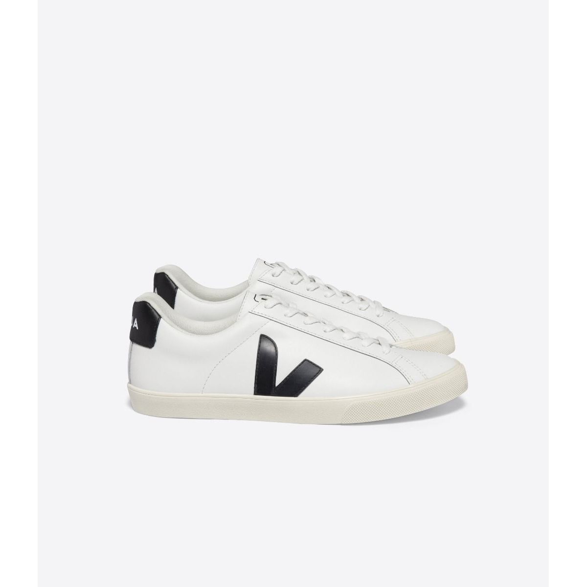 Veja Women's Esplar Leather Sneakers - White & Black Casual Shoes for Everyday Wear | Comfortable & Stylish Walking Shoes for Women | Perfect for Work, Travel & Outfits