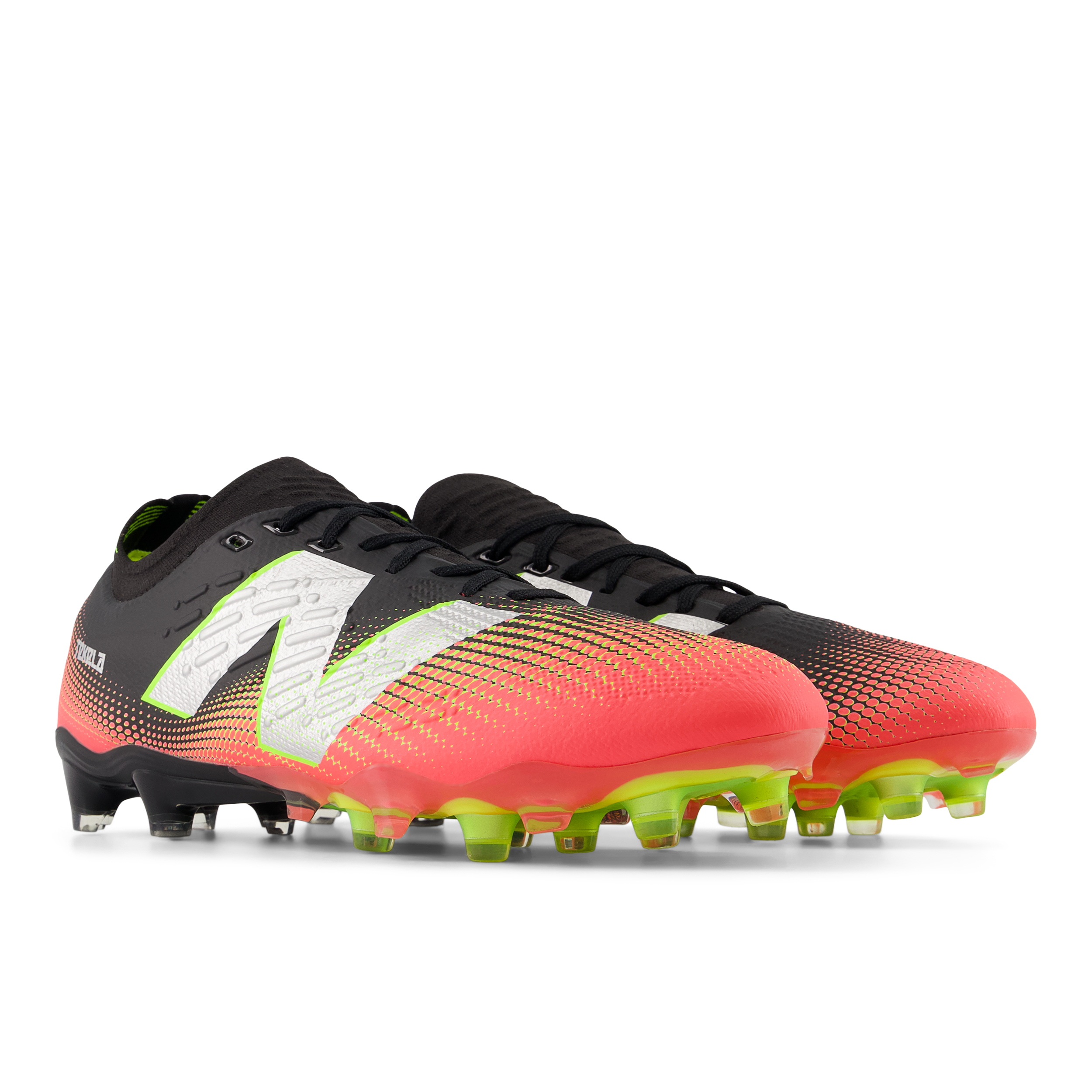 New Balance Tekela Pro Low Laced V4+ FG Soccer Cleats for Men - Black/Neo Flame/Clementine - Lightweight Football Shoes for Artificial Grass - Perfect for Training & Matches