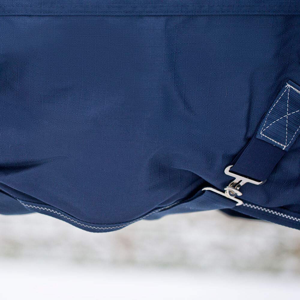 HORZE Avalanche 1200D Ripstop High Neck Medium Weight Waterproof Horse Turnout Blanket (150g Fill) - Peacoat Dark Blue - 75 inch - Ideal for Cold Weather Horse Riding and Stable Use