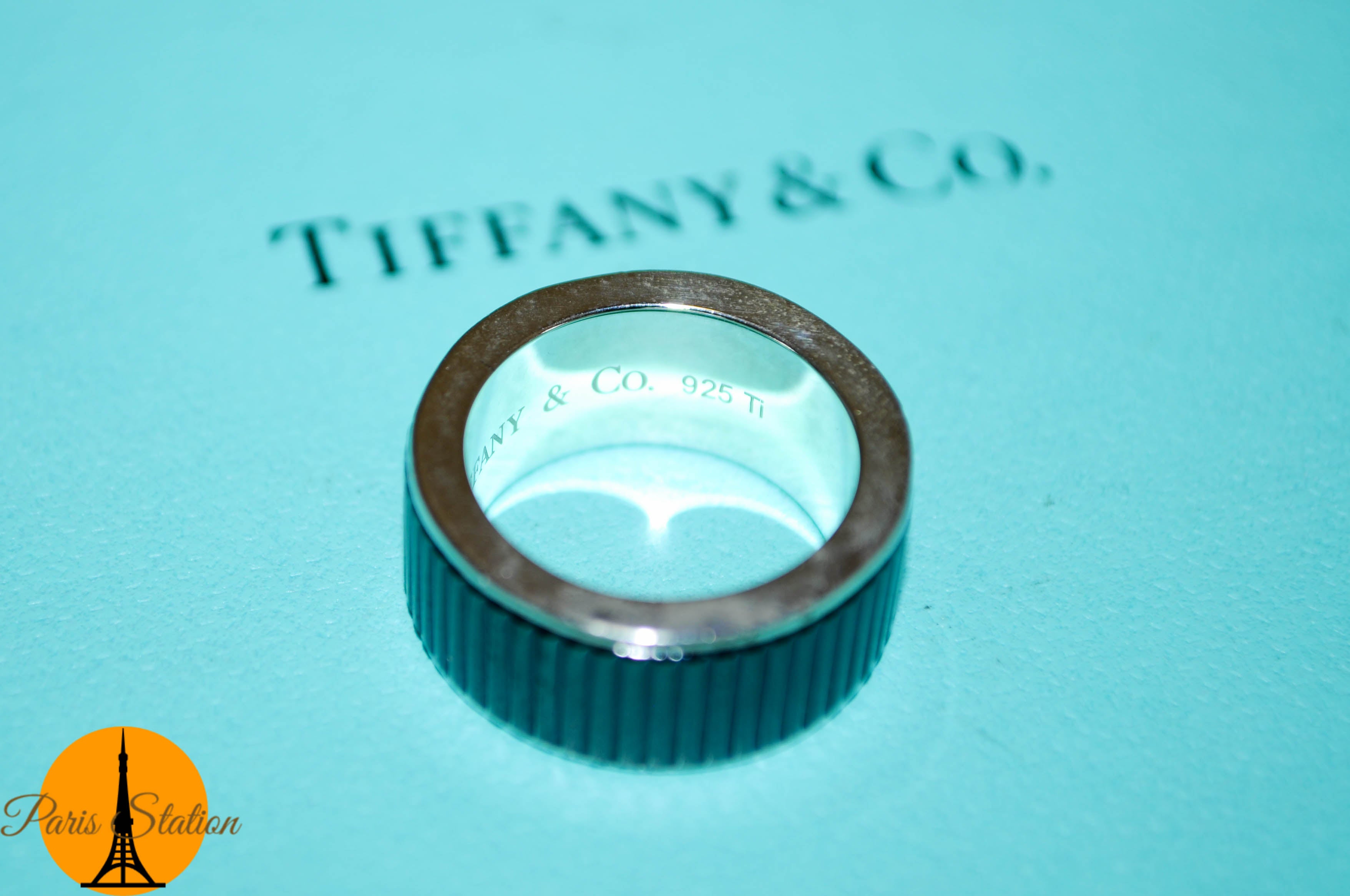 Authentic Tiffany & Co. Titanium Coin Edge Black Ring Band for Men - Durable & Stylish Wedding Band, Anniversary Gift for Him - Perfect for Everyday Wear & Special Occasions