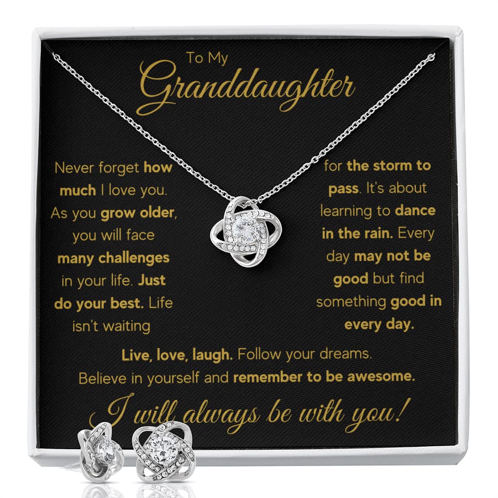 Personalized Granddaughter Necklace - Heart Pendant Jewelry Gift from Grandma or Grandpa for Birthday, Graduation - Includes Message Card & Gift Box - Perfect for Special Occasions & Keepsake Memories