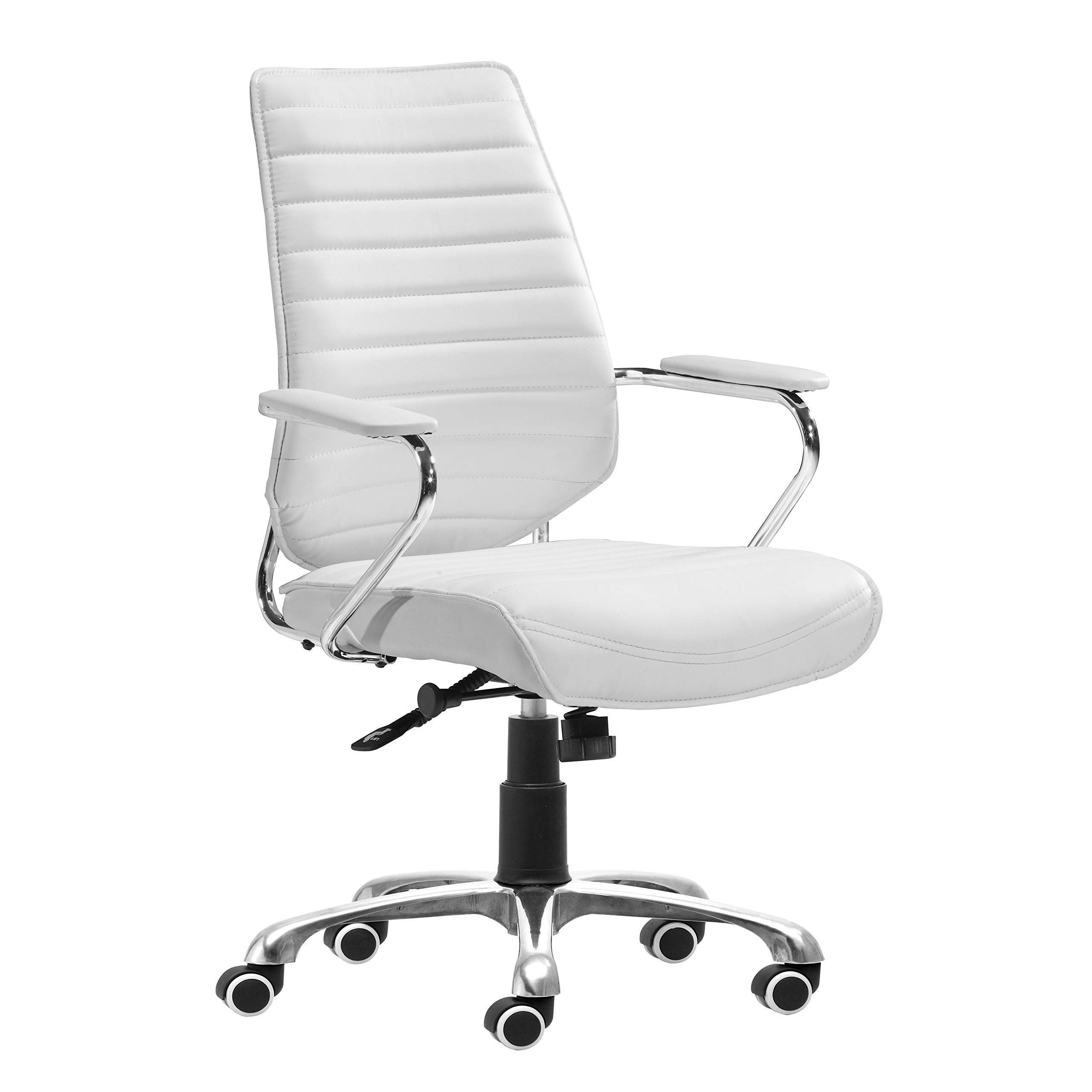Zuo Modern Low Back Office Chair - Ergonomic White Executive Chair for Home & Office - Comfortable Desk Chair for Work, Study & Gaming