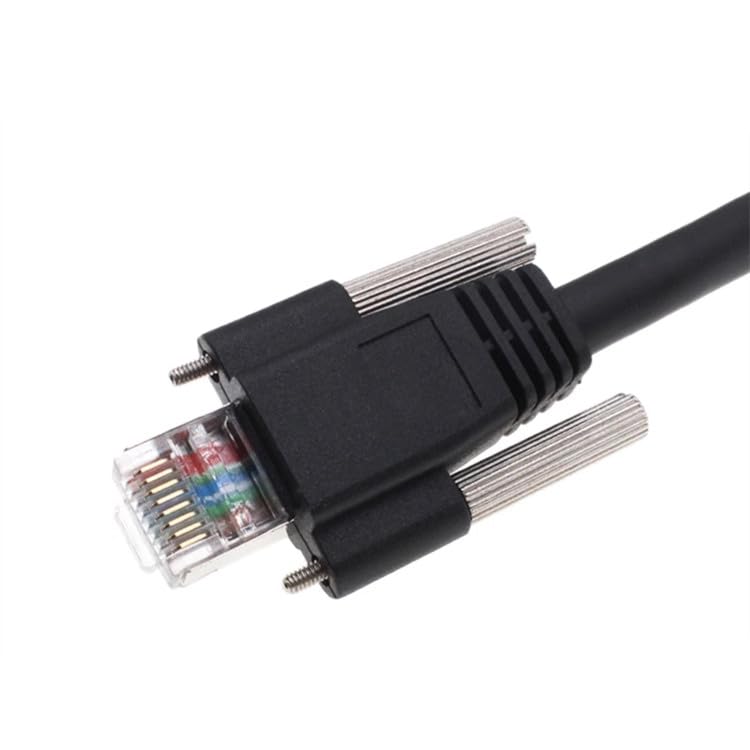 **Industrial Gigabit Ethernet Cable for CCD Cameras - Locking & Fixed Design, 2m Black - Ideal for Surveillance, Security & Industrial Camera Systems**
