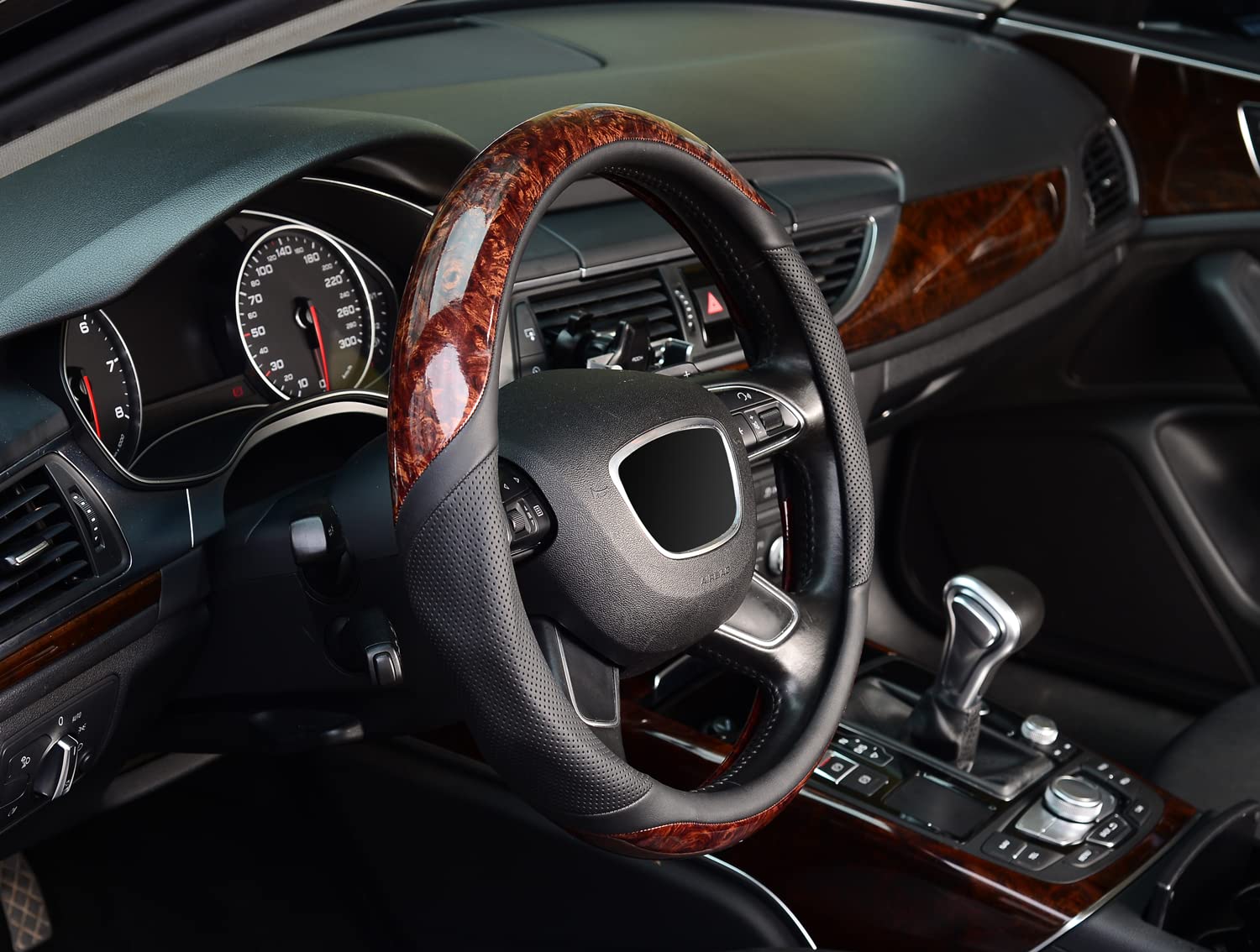 Zhol 15 Inch Universal Wood Grain Steering Wheel Cover - Anti-Slip Microfiber Leather Protector for Cars, Trucks & SUVs | Odorless & Comfortable Grip | Perfect for Daily Commute, Road Trips & Winter Driving