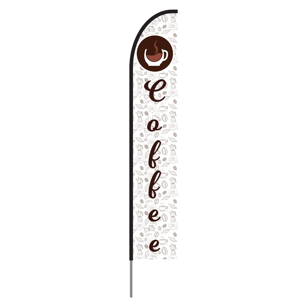 Premium 15ft Coffee Feather Flag Banner with Complete Pole Kit - Perfect for Restaurant Outdoor Advertising & Store Display - Ideal for Cafes, Drive-Thrus & Retail Promotions