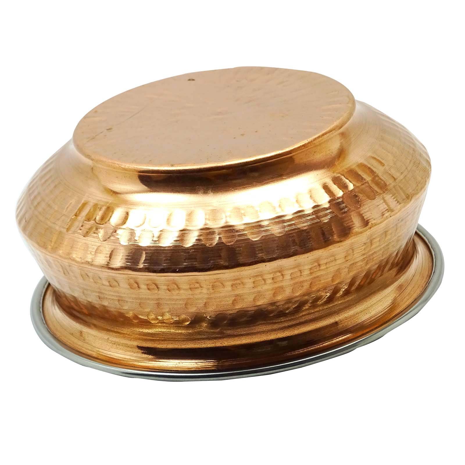 Traditional Indian Copper Medium Serving Handi - Handcrafted Copper Cookware for Indian Cuisine - Perfect for Serving Curries, Biryani & Traditional Dishes at Home or Restaurants