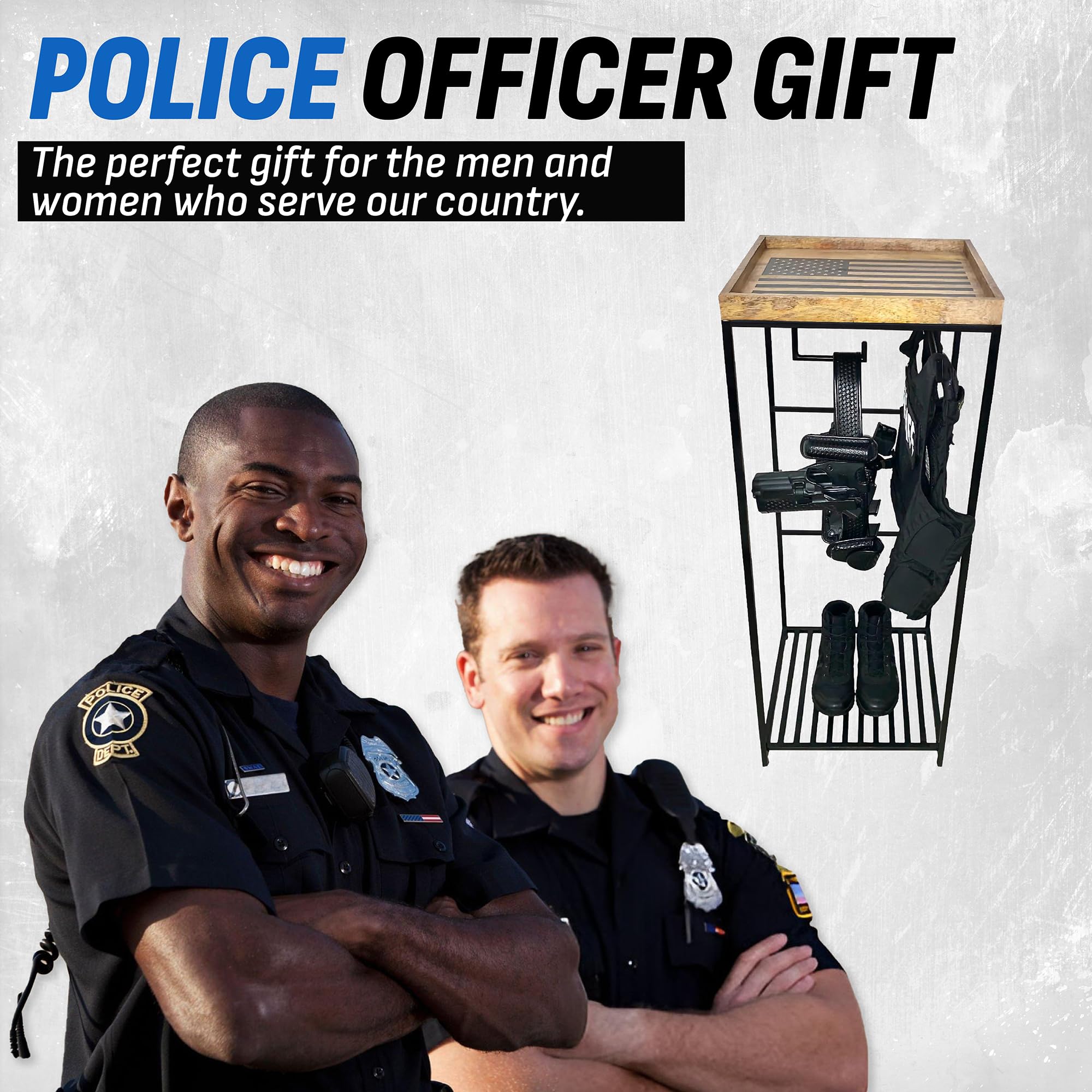 Police Gear Rack - Heavy Duty Tactical Equipment Organizer for Law Enforcement & Military - Uniform, Duty Belt & Vest Hanger - Perfect for Police Stations, Armories & Home Storage - Great Cop Gift Idea