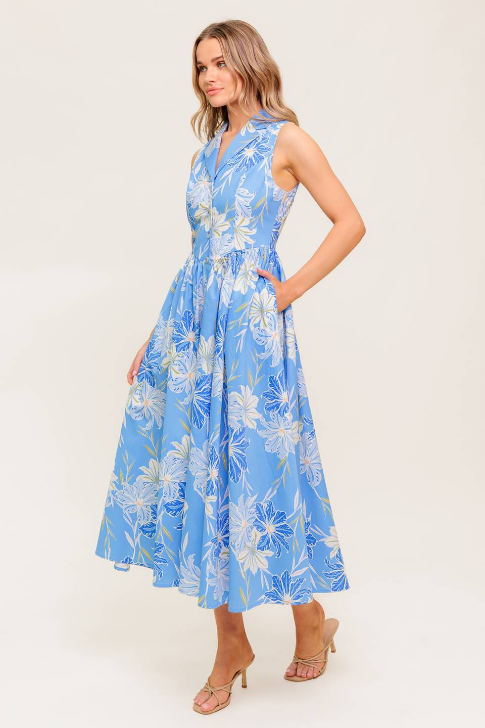 BEATRICE MIDI DRESS in Powder Blue - Elegant Flowy Summer Dress for Women, Perfect for Weddings, Parties & Beach Vacations