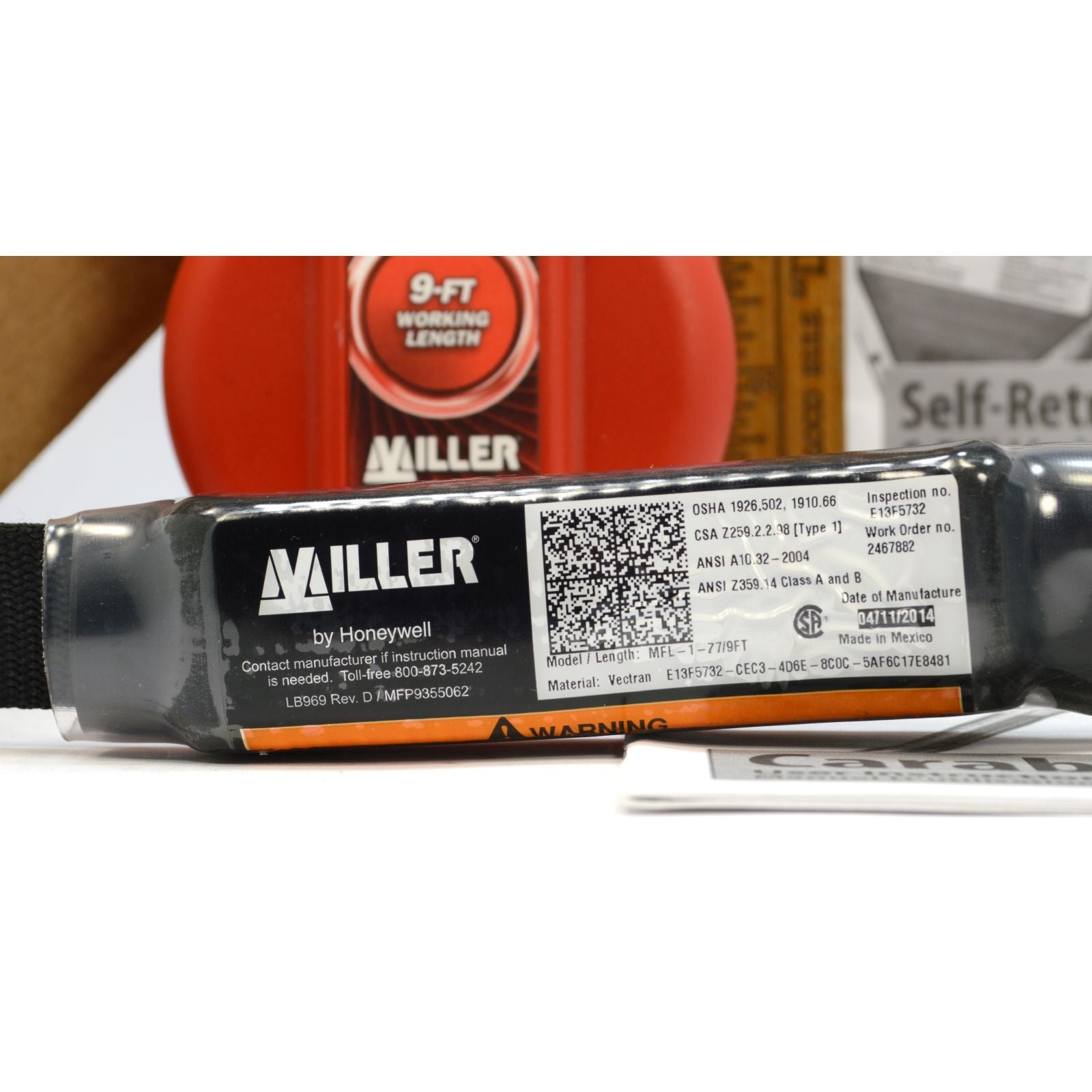 Honeywell Miller Turbo Lite Fall Limiter No. MFL 1 Z7/9FT - Complete Safety Harness Kit for Construction & Roofing Work | OSHA Compliant Fall Protection Gear