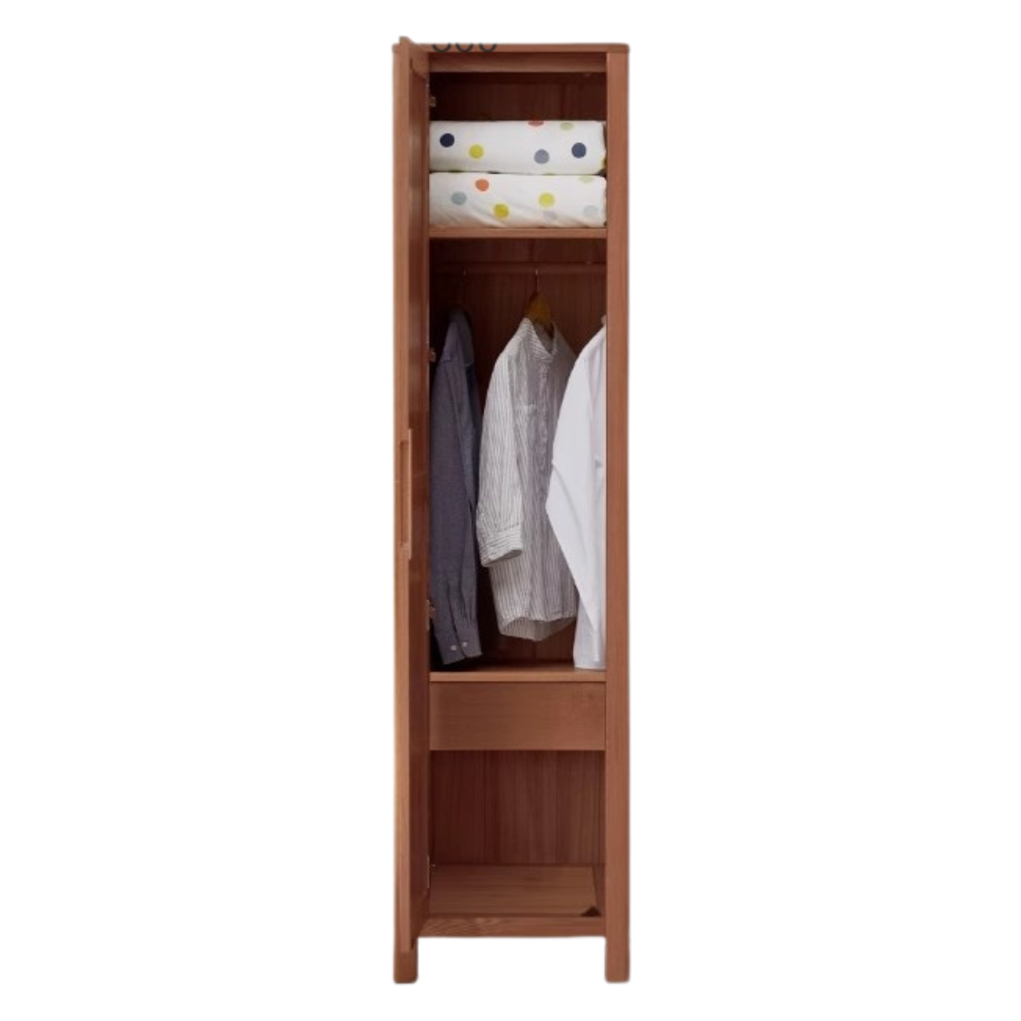 Solid Oak Wood Wardrobe in Walnut Finish - Stylish and Durable Closet Storage for Bedroom, Living Room, or Walk-in Closet