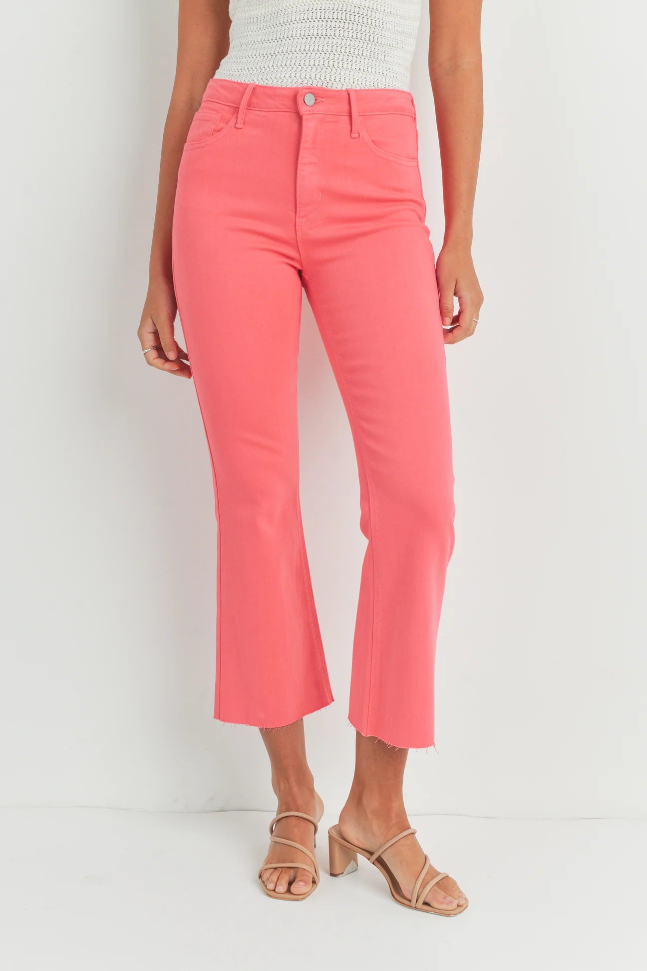 Just Black Cropped Demi Flare Jeans for Women - High Waisted Skinny Stretch Denim Pants - Perfect for Casual Outfits, Date Nights & Office Wear
