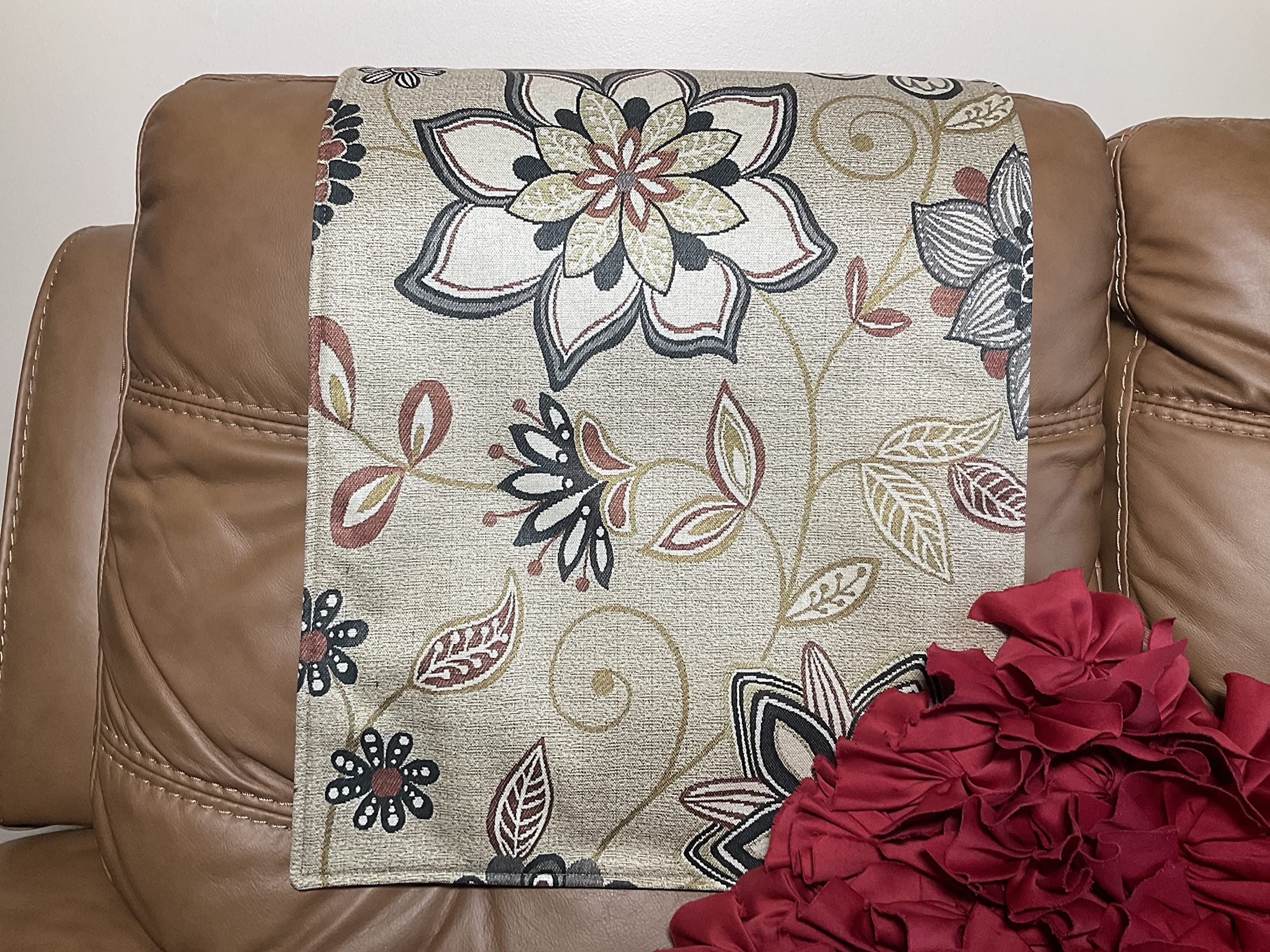 Recliner Headrest Covers 17x27 - Floral Design Slipcovers for Sofas, Loveseats & Theater Chairs | Furniture Protectors for Home, Office & Dining Room Decor | Perfect for Family Rooms & Movie Nights