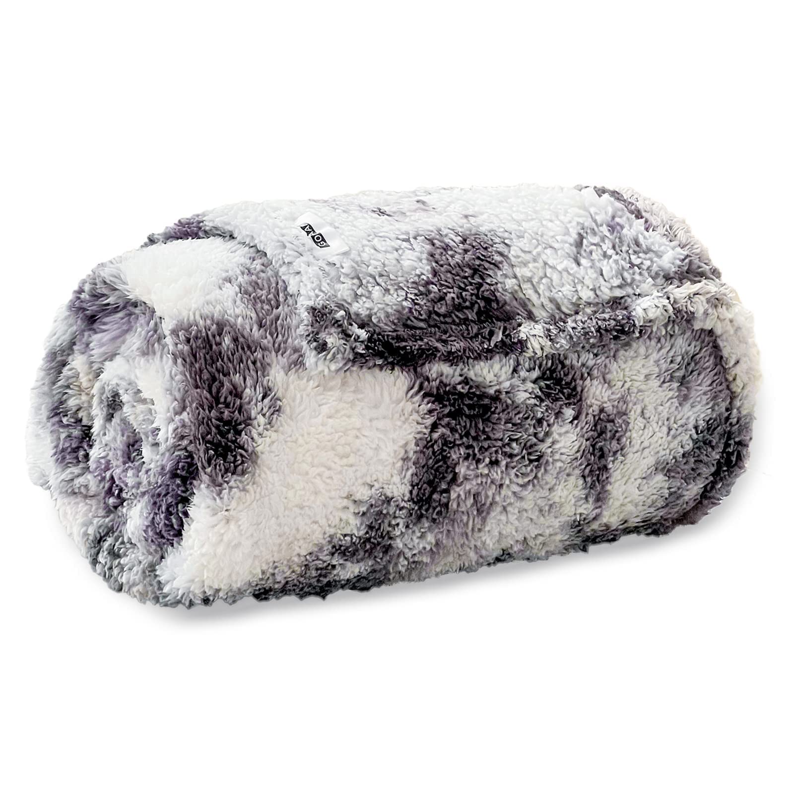 Sherpa Fleece Throw Blanket - Plush Fluffy Cozy Lightweight Blanket for Bed, Sofa & Travel - Tie Dye Black White Pattern - Twin Size 60